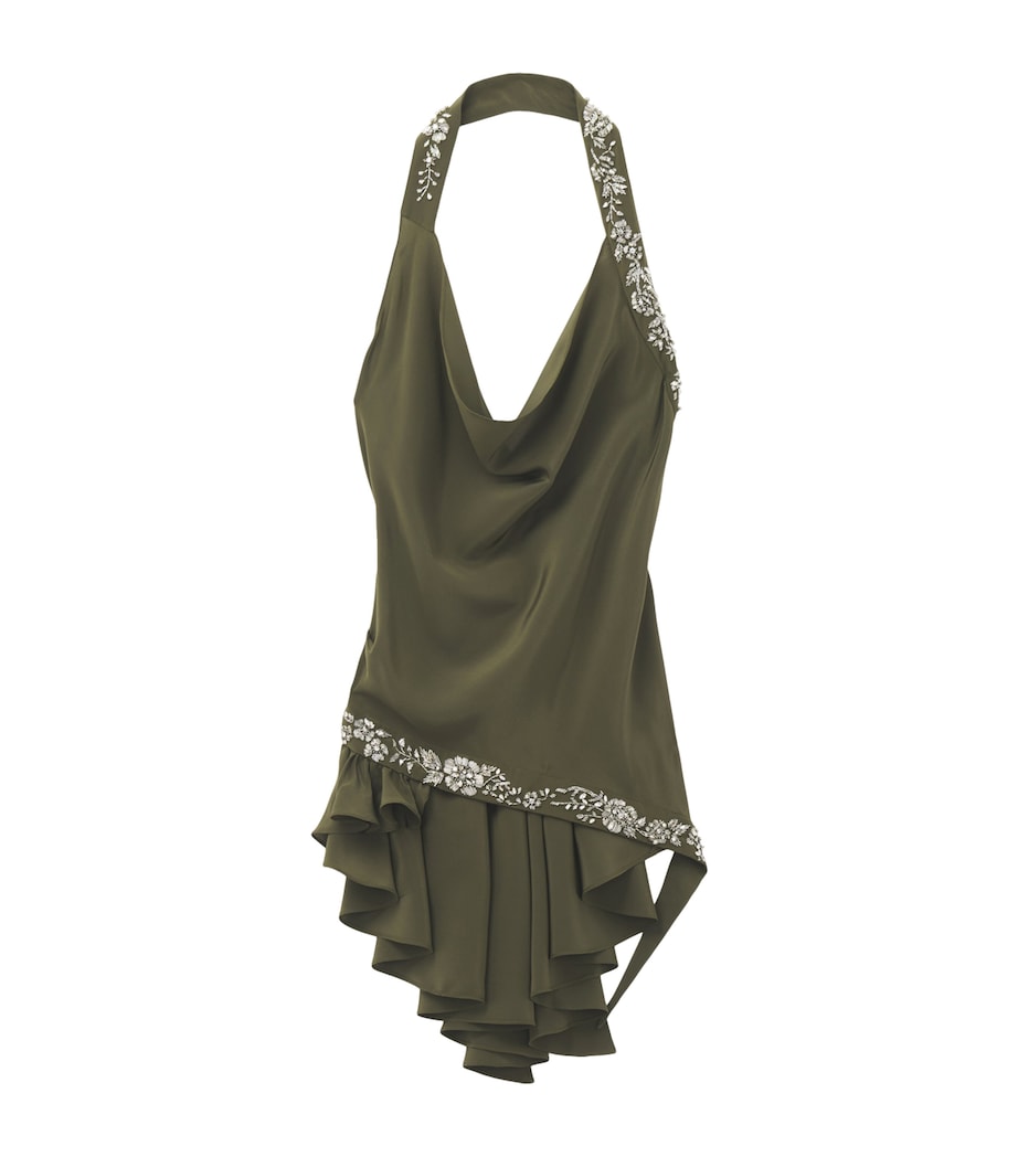 McQueen Womens Silk Cowl-Neck Halterneck Top Image 1