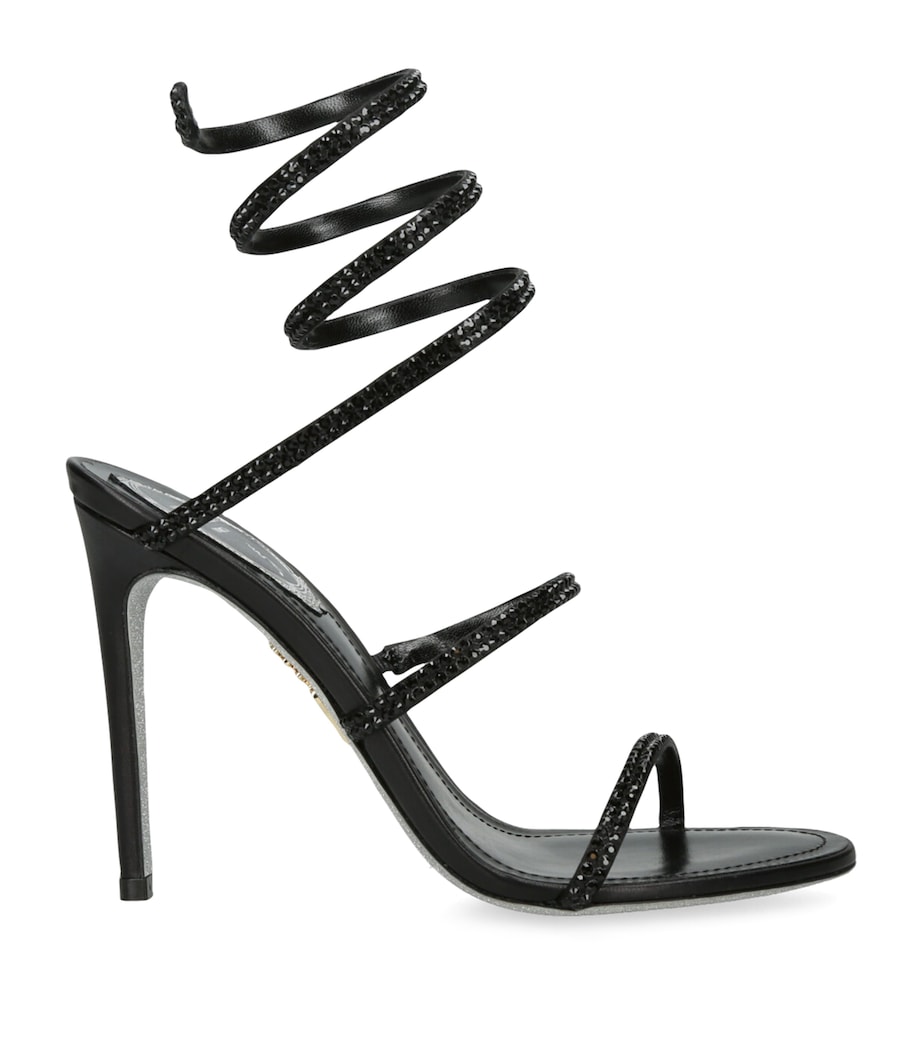 Leather Crystal-Embellished Cleo Sandals 105 BLACK Image 1