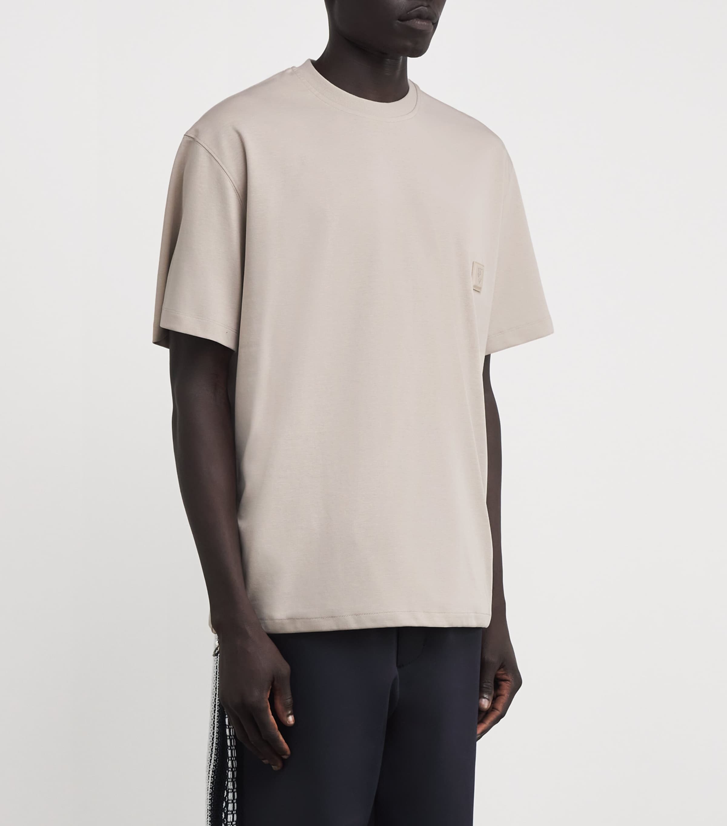 Wooyoungmi Mens Cotton Logo T-Shirt Beige Image 3