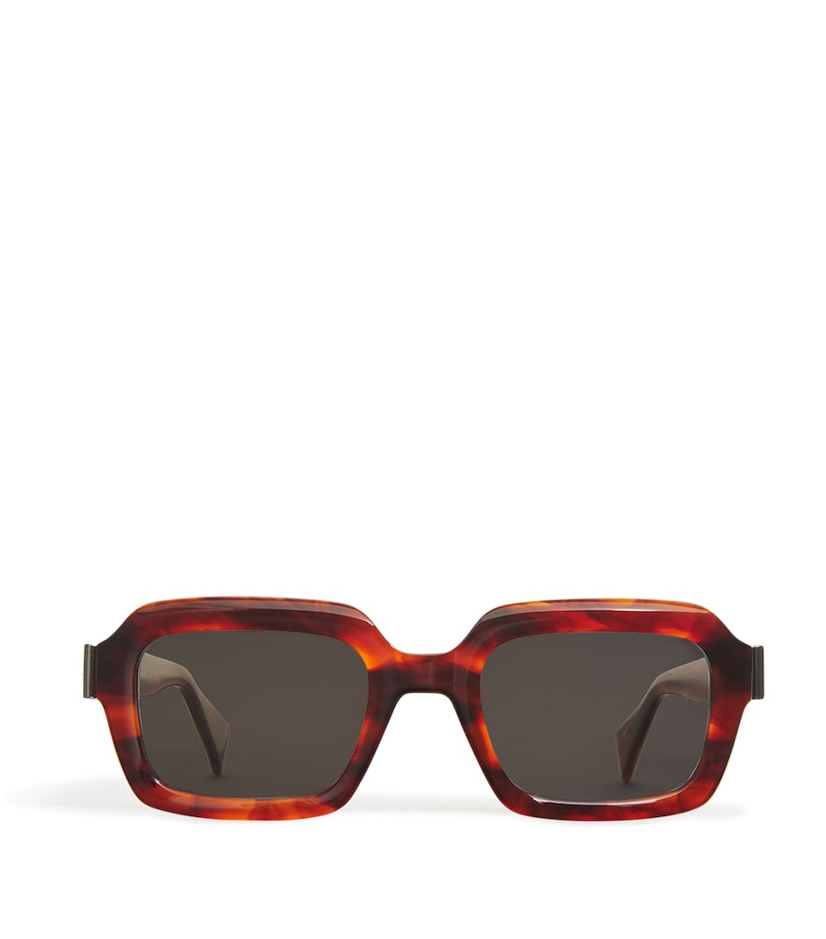 Tortoiseshell Rectangle Hardware Sunglasses GLOSS BROWN TORT Image 1
