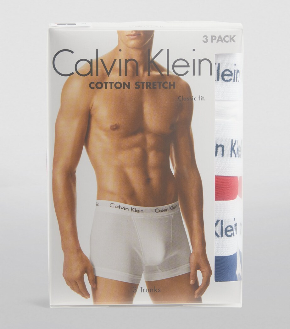 Calvin Klein Mens Cotton Stretch Trunks (Pack of 3) Red Blue Image 4