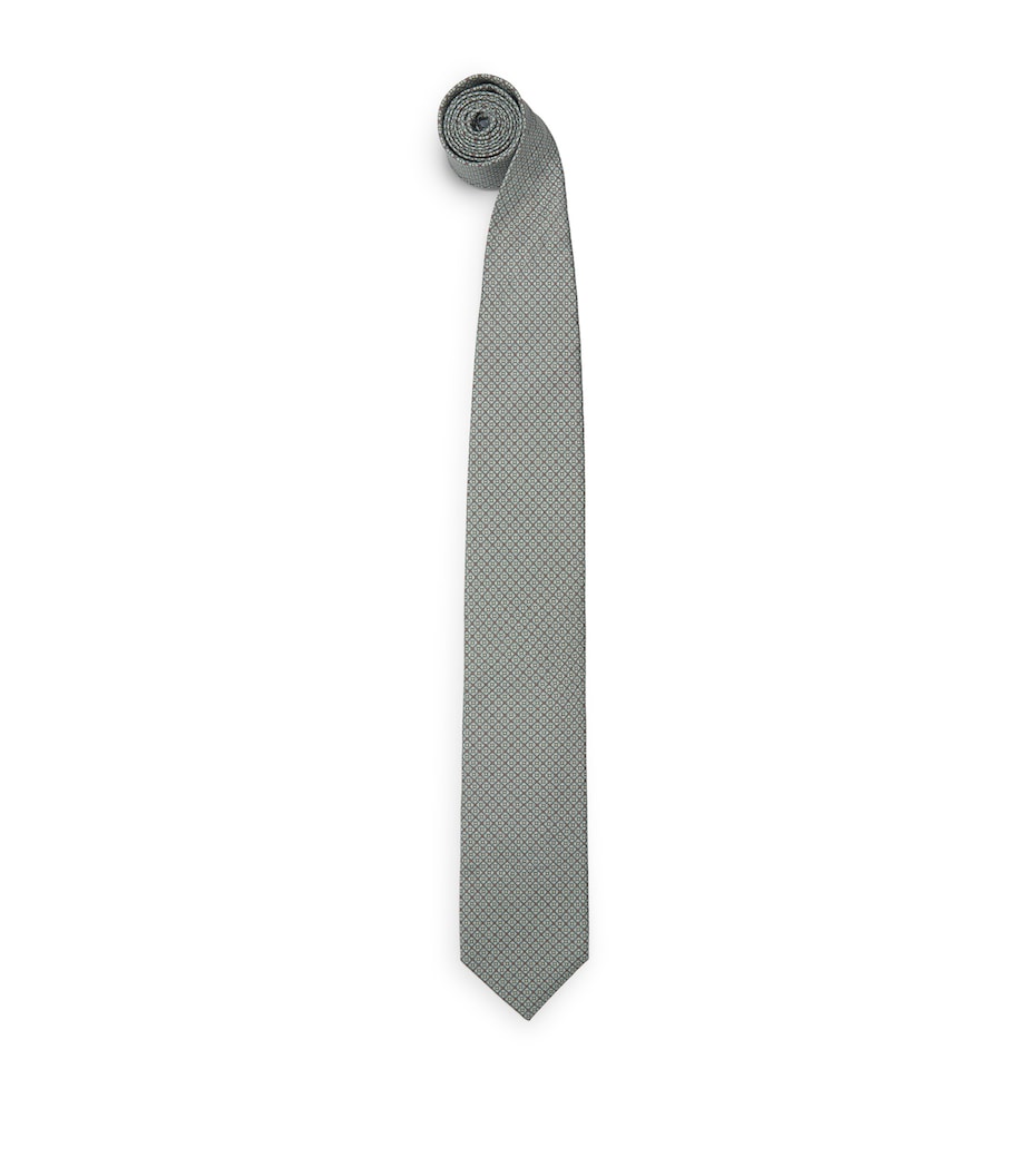 Eton Silk Geometric Tie Mid Green Image 1