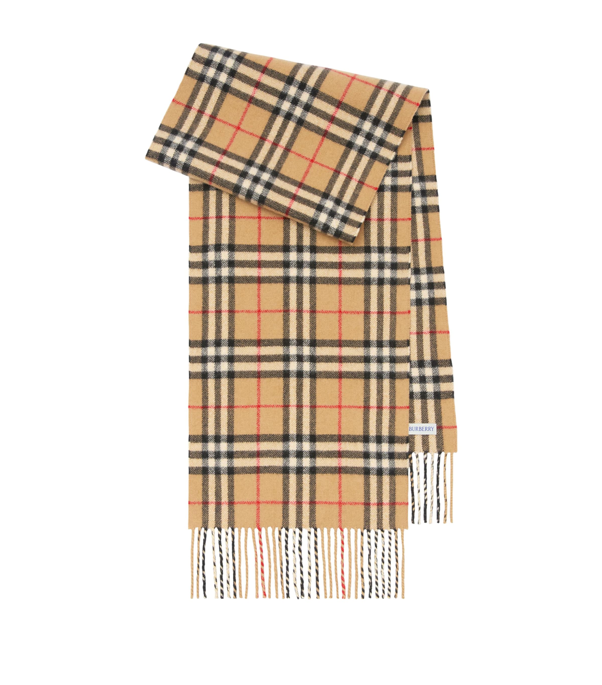 Burberry Cashmere-Blend Sparkle Check Scarf Archive Beige Image 1