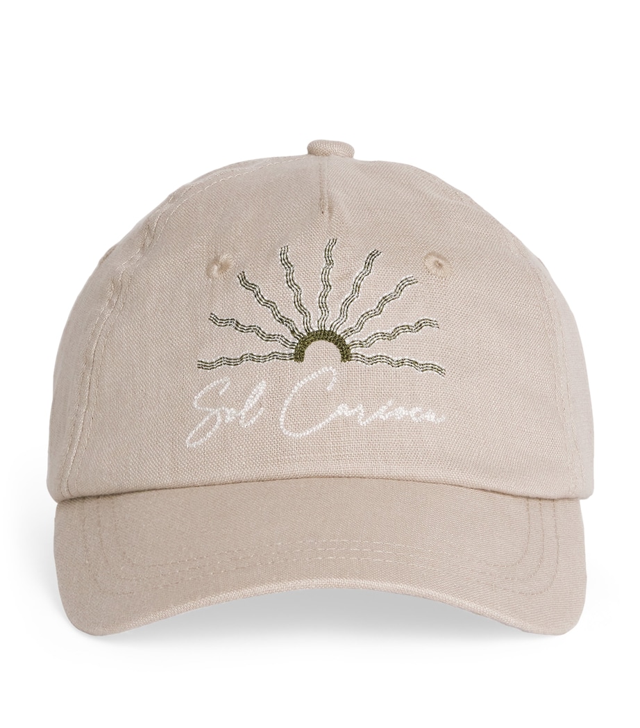 Linen Embroidered Fernando Baseball Cap 35-BEIGE Image 1