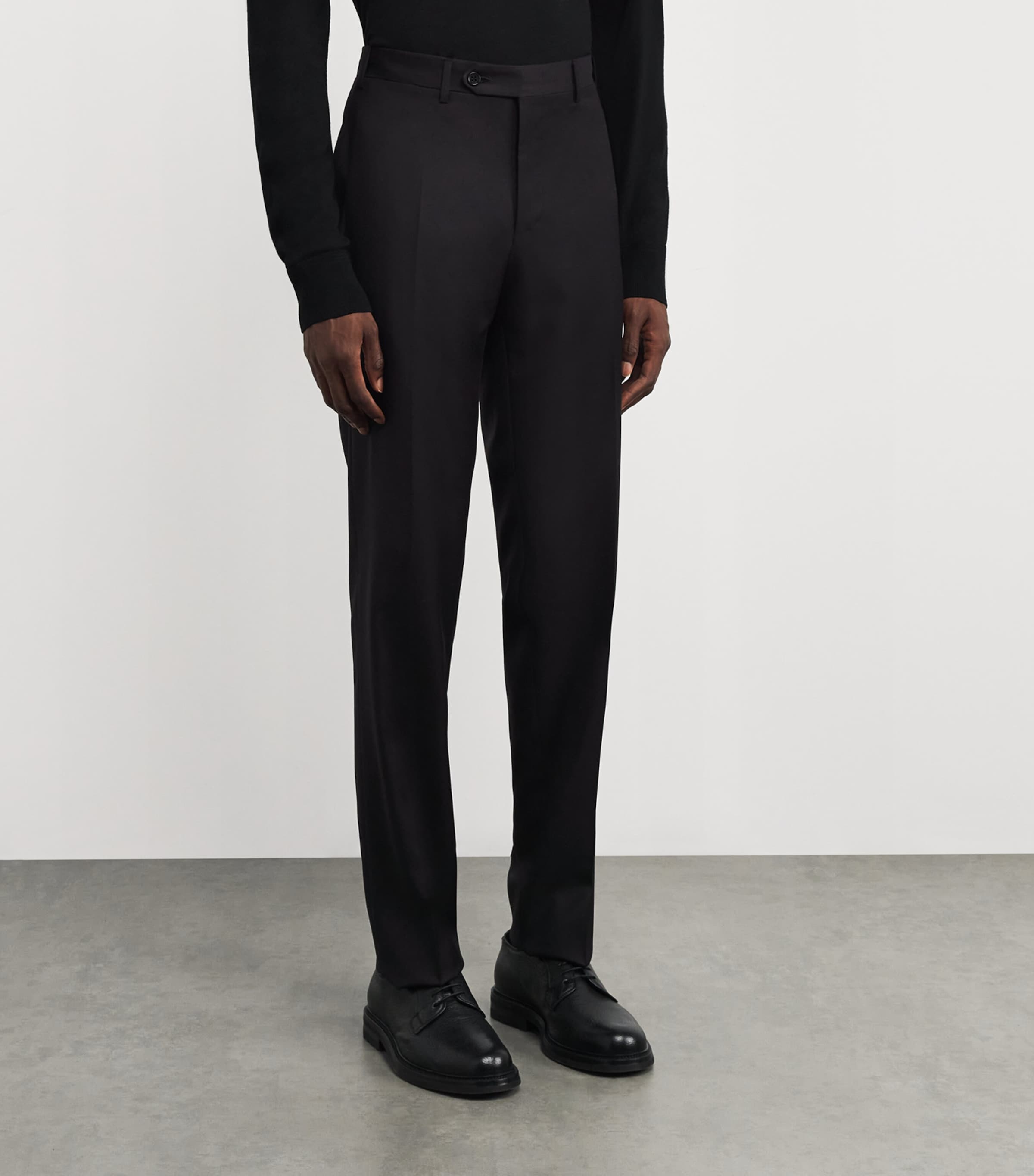 Wool Straight Trousers 10 BLACK Image 3