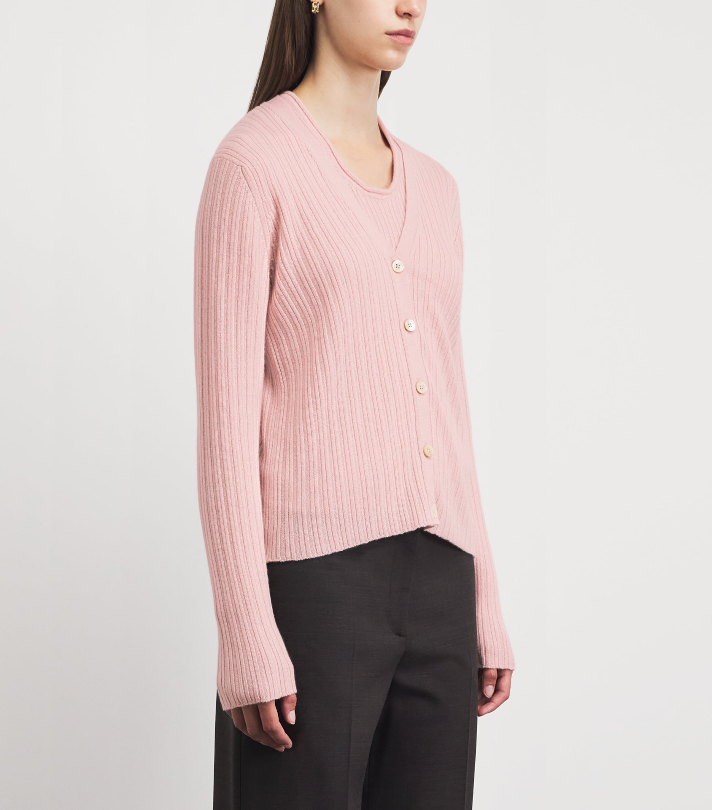 Johnstons Of Elgin Womens Cashmere V-Neck Cardigan Highland Rose Image 4