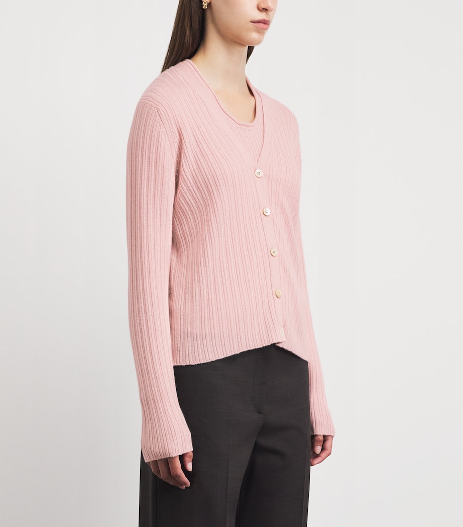 Johnstons Of Elgin Womens Cashmere V-Neck Cardigan Highland Rose Image 4