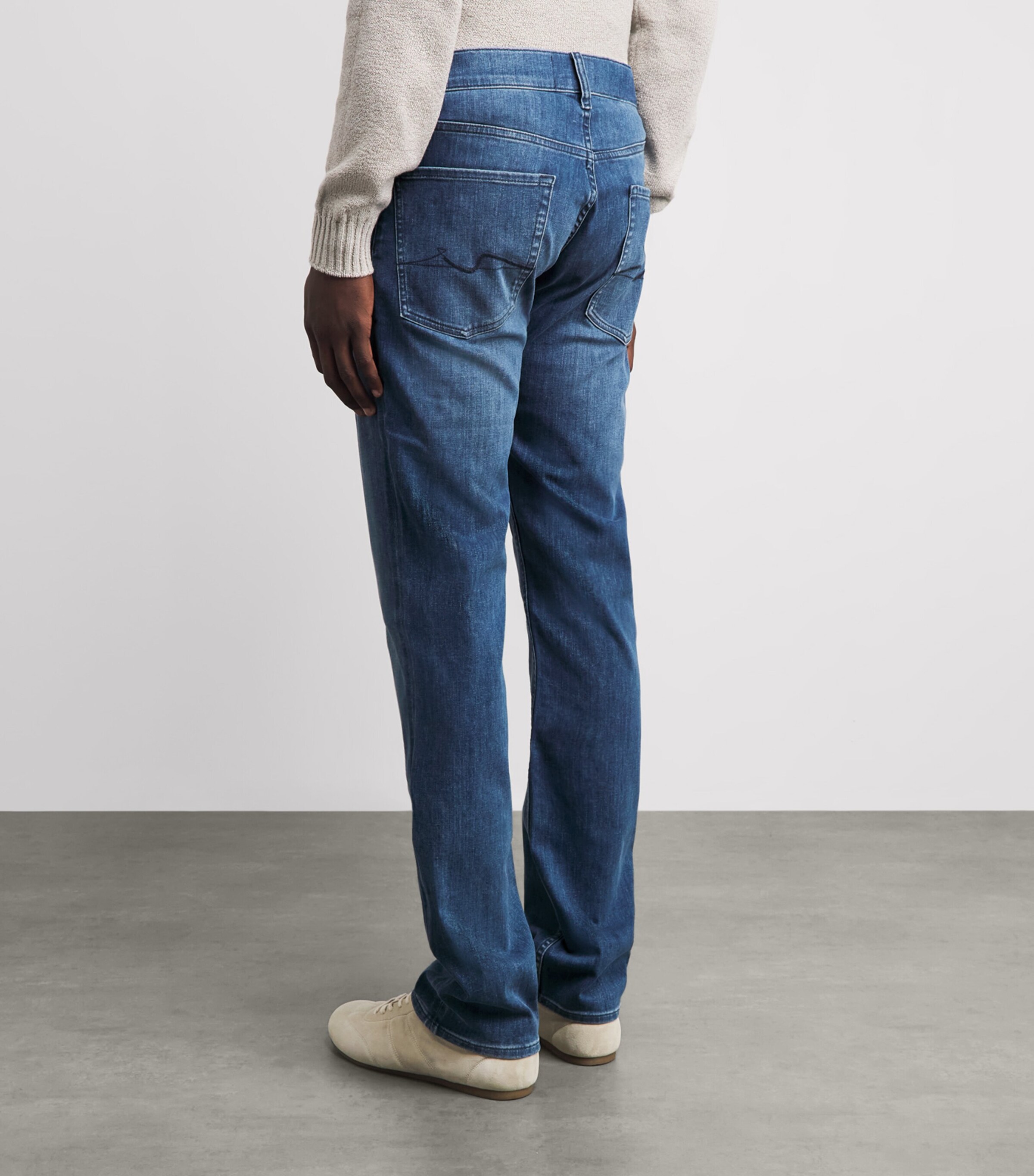 7 For All Mankind Mens Standard Straight Jeans Mid Blue Image 5