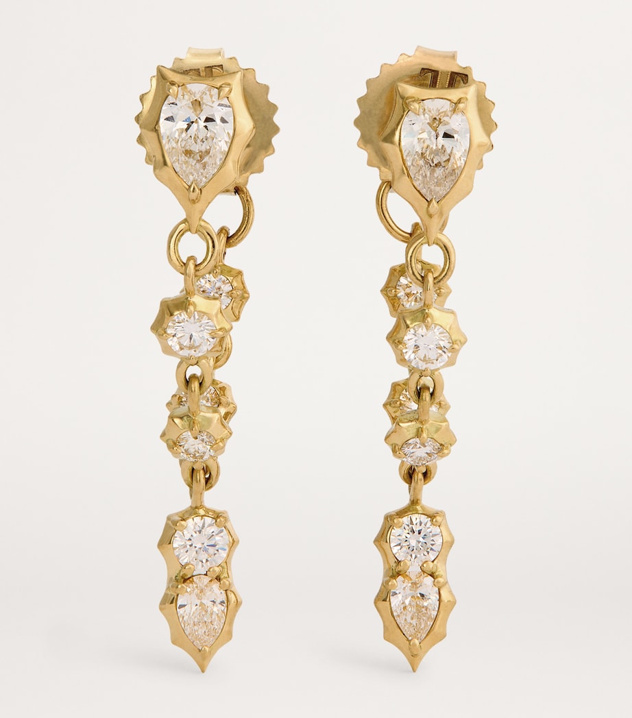 Jade Trau Yellow Gold and Diamond Posey Loop Earrings Yellow Gold Image 3