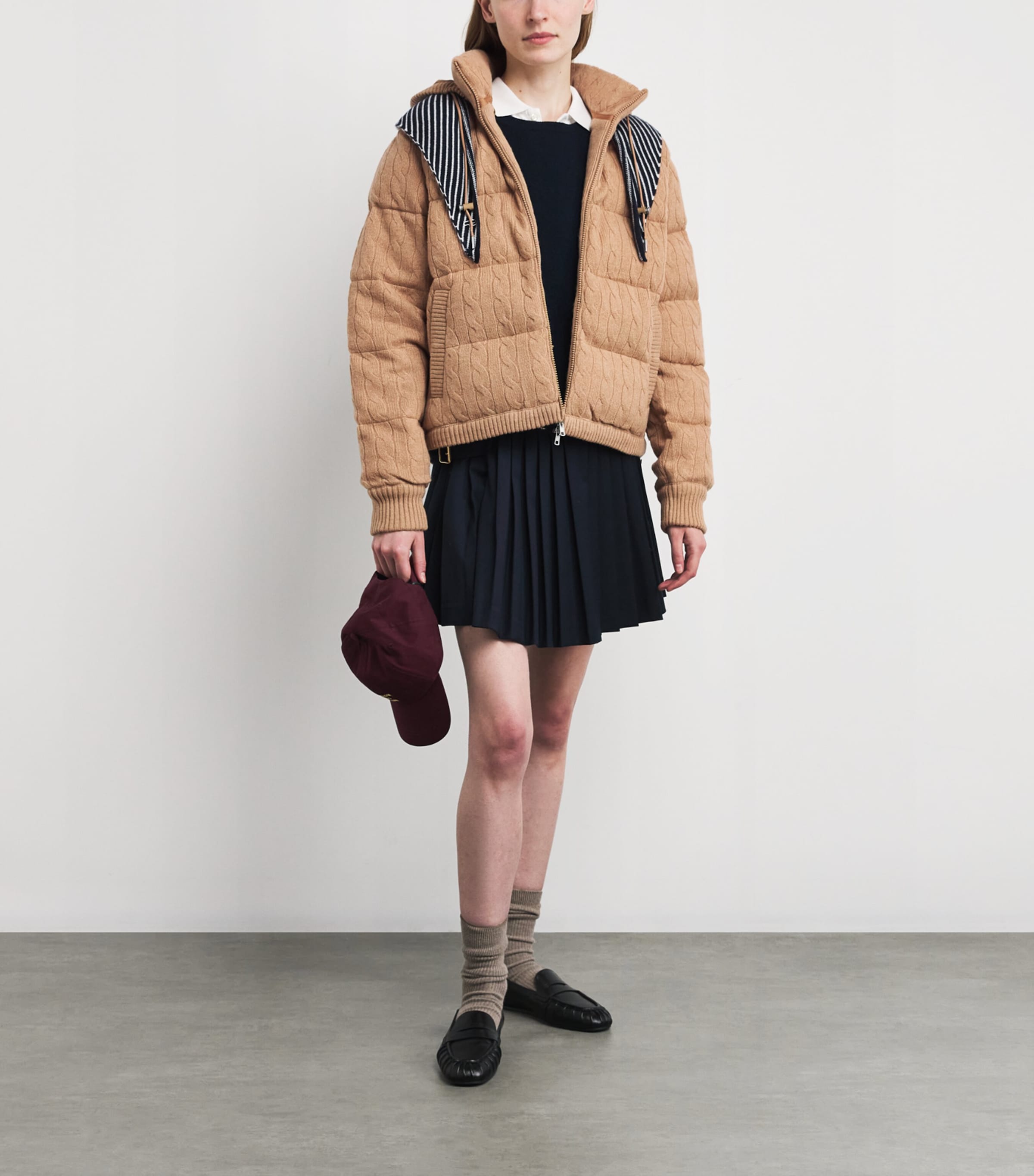 Wool-Cashmere Cable-Knit Puffer Jacket CLLCTN CML MLNGE NVY Image 2