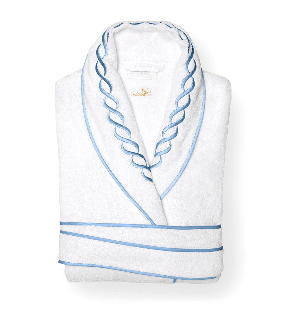 Cotton Treccia Bathrobe (Small) WHT/MEDIUM BLUE Image 1