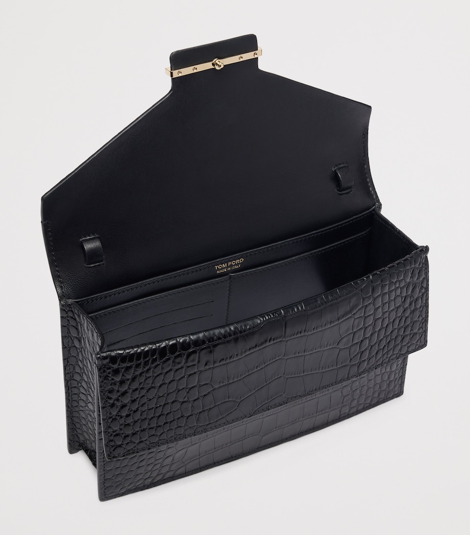 TOM FORD Small Croc-Embossed Leather Bag Naa Image 4