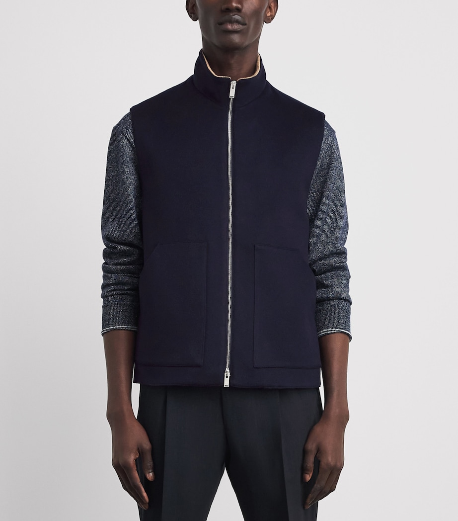 Lardini Mens Wool-Cashmere Gilet Navy Image 4