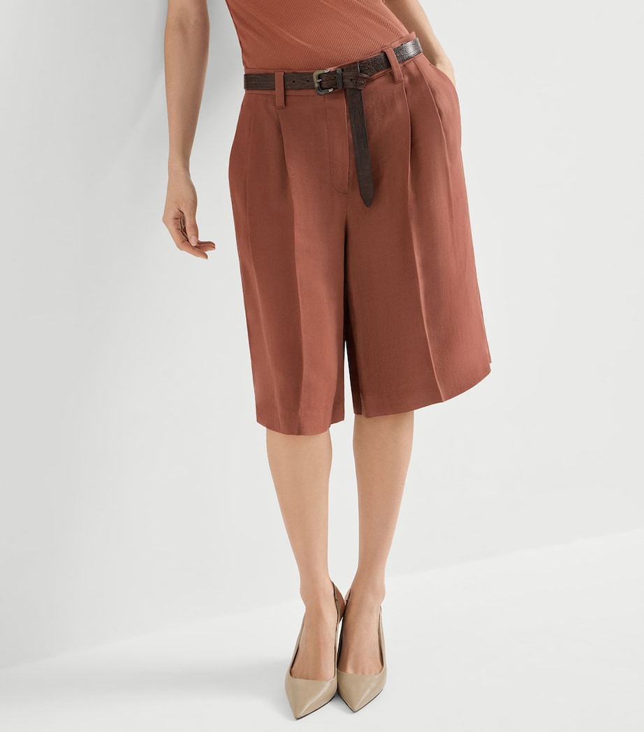 Brunello Cucinelli Womens Twill Pleated Shorts Image 4