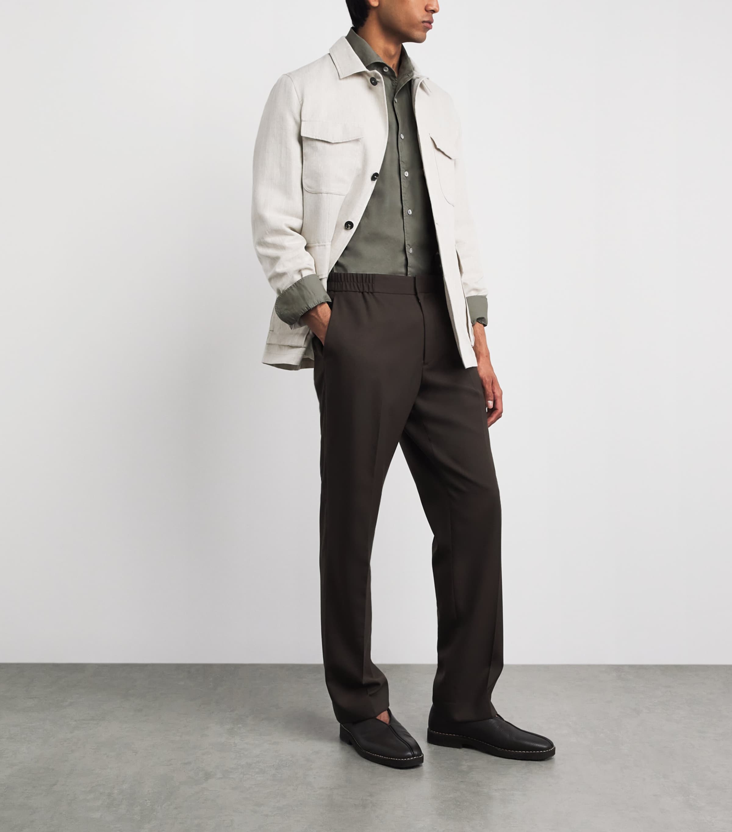 Corneliani Mens Stretch-Cotton Shirt Grey Piece Image 2
