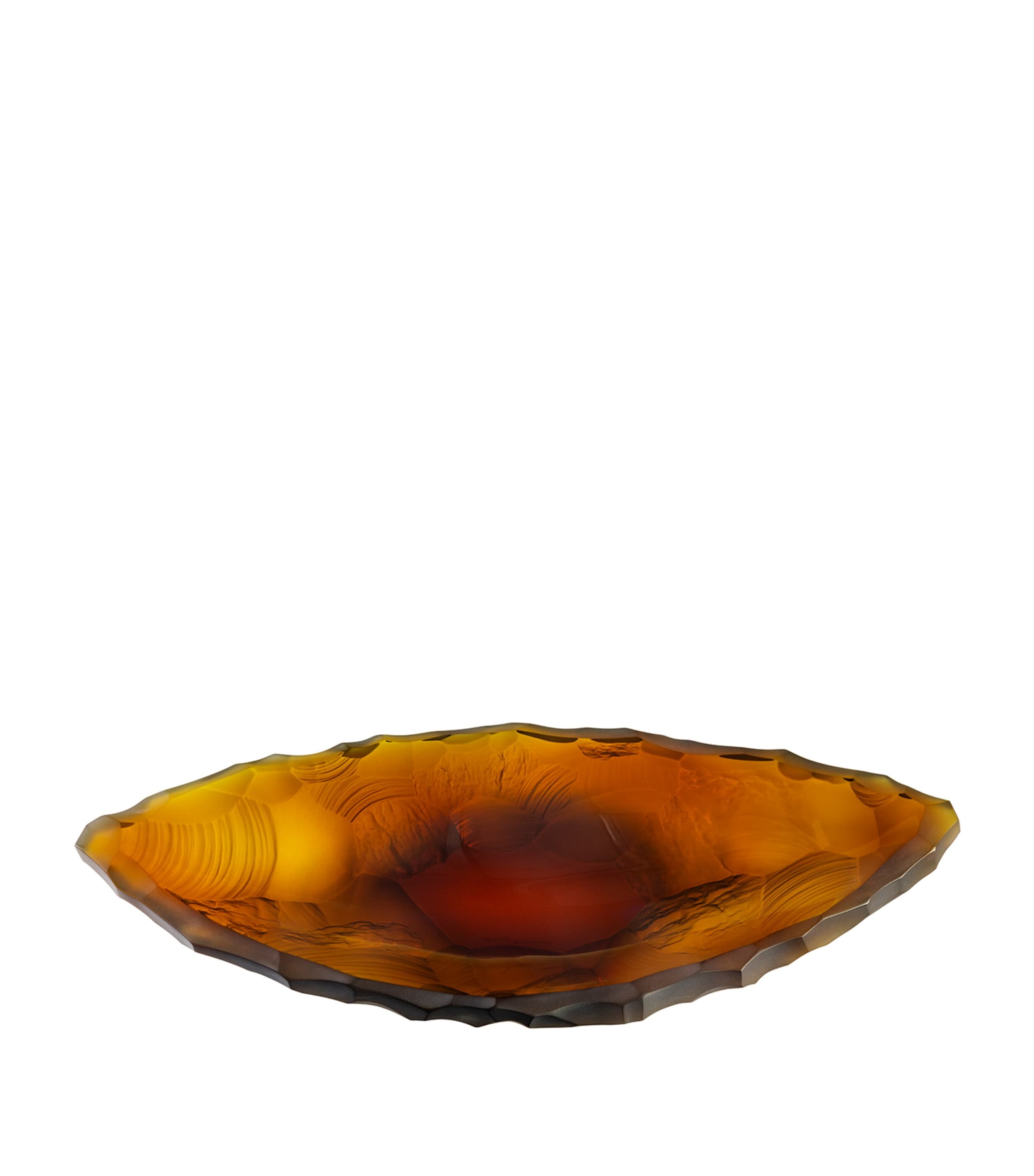 Lalique Medium Crystal Silex Bowl In Yellow