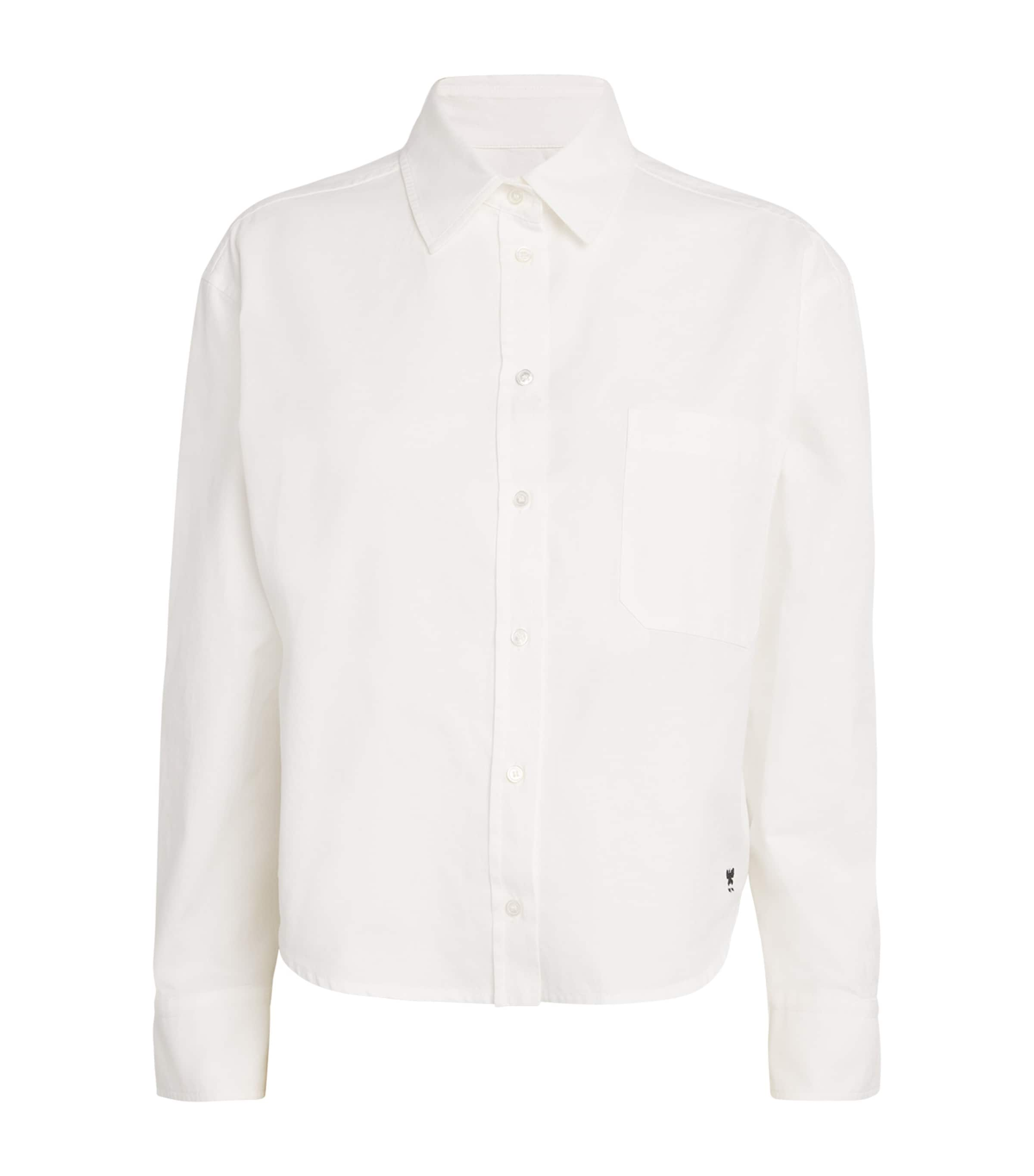 Shop Weekend Max Mara Cotton Cropped Shirt In White