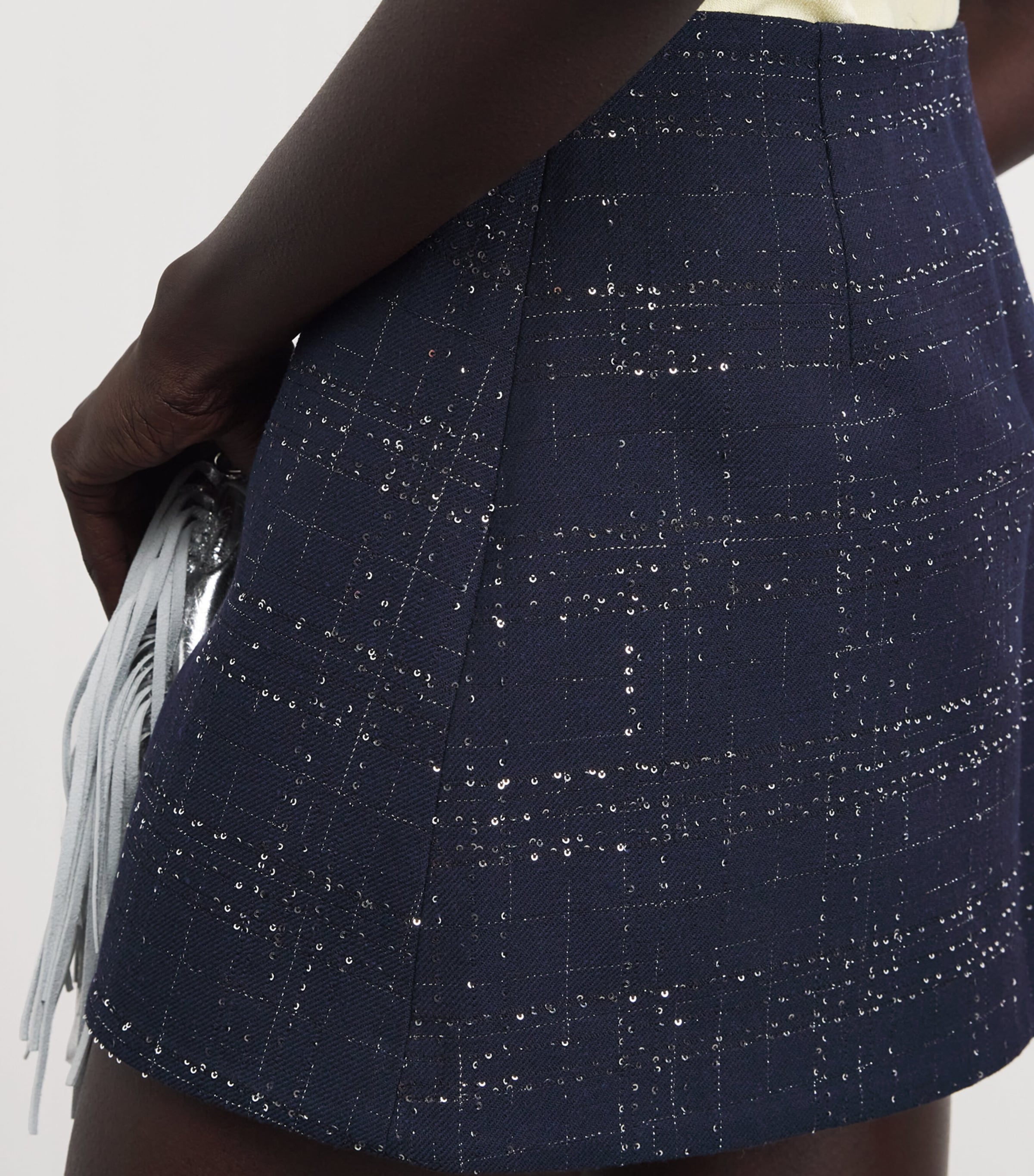 Maje Womens Check Mini Skort Navy Image 3