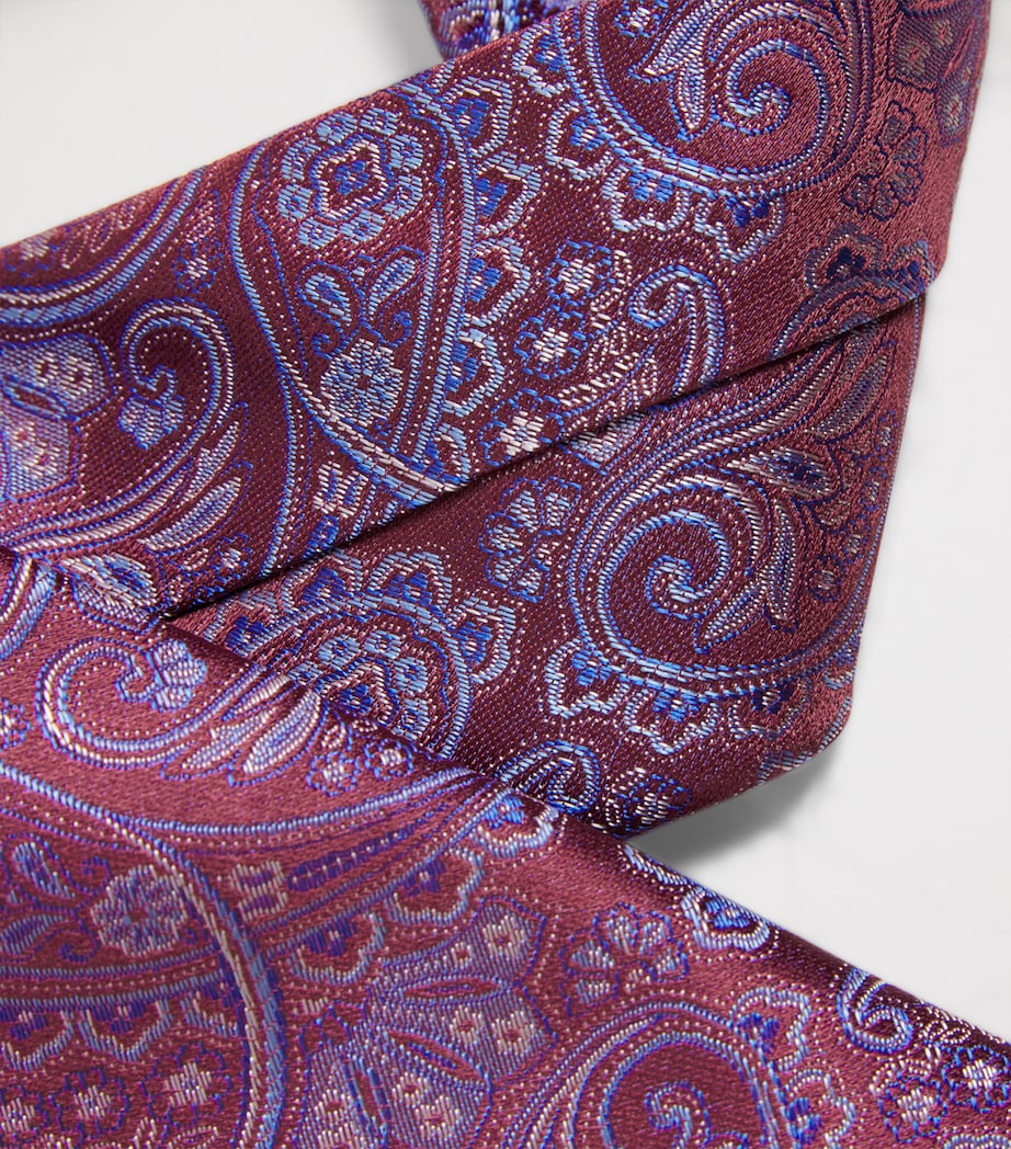 Eton Silk Paisley Tie Dark Red Image 3
