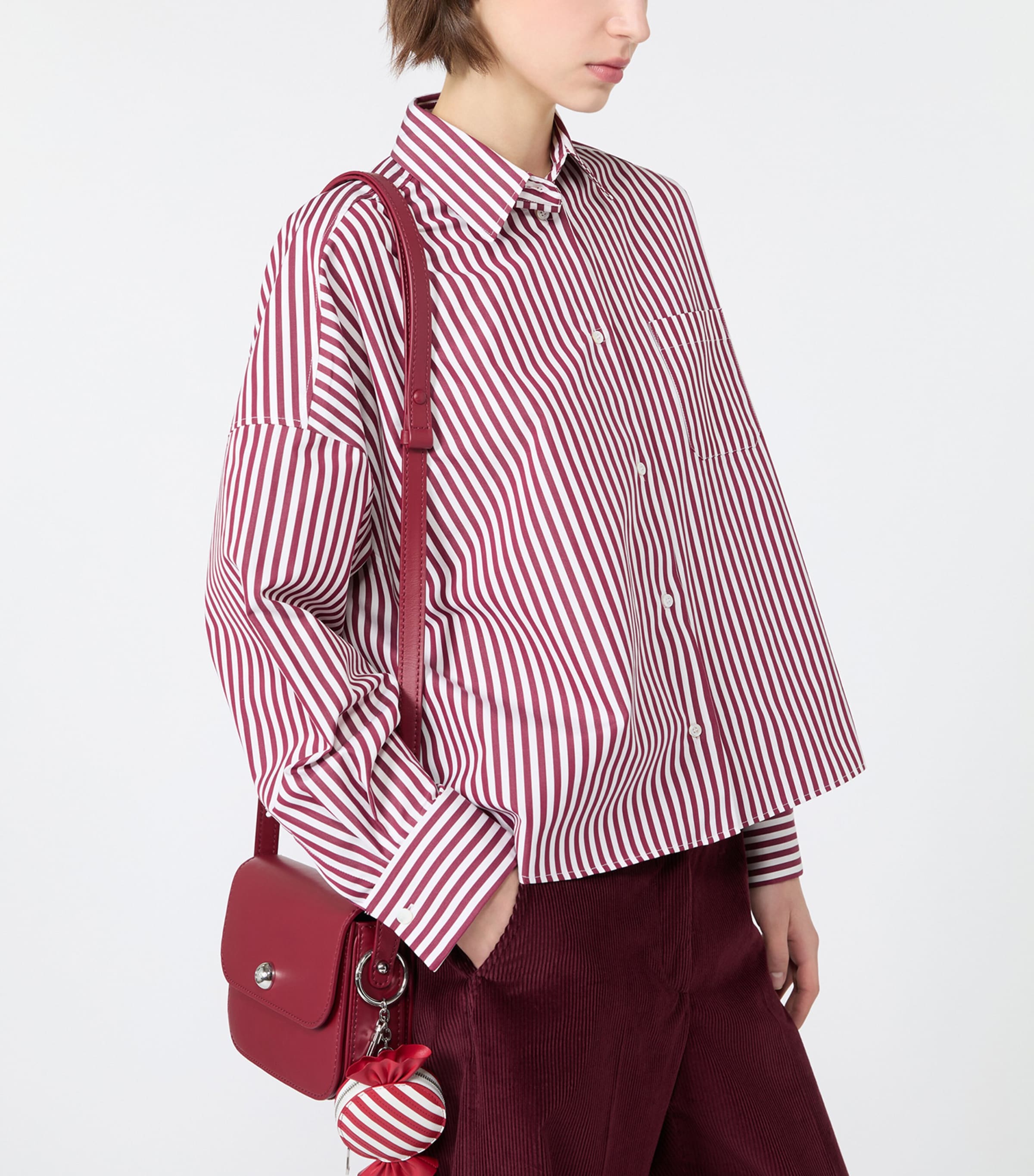 Weekend Max Mara Womens Cotton Stripe Shirt Bordeaux Image 5