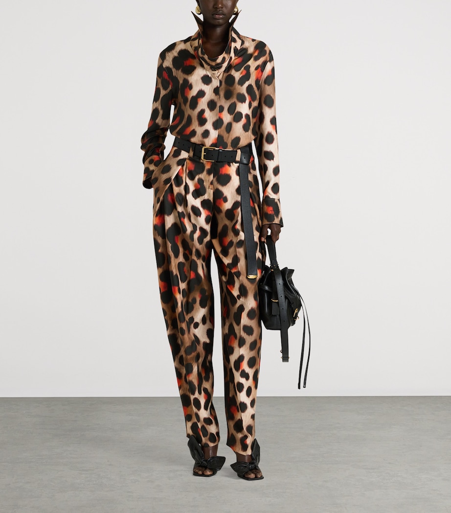Givenchy Womens Silk Leopard Deconstructed Blouse Image 2