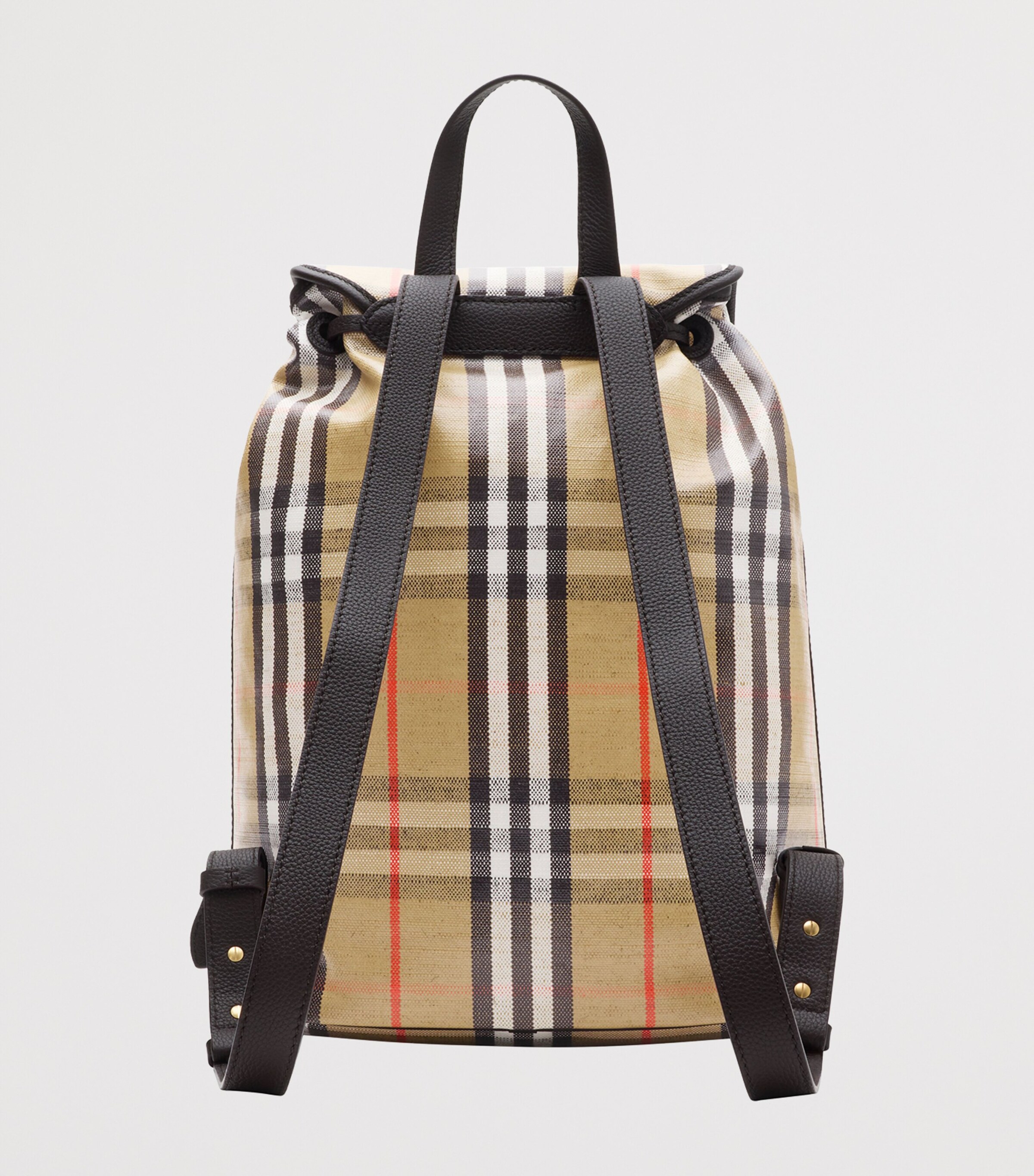 Leather-Trim Check Highlands Backpack SAND Image 3