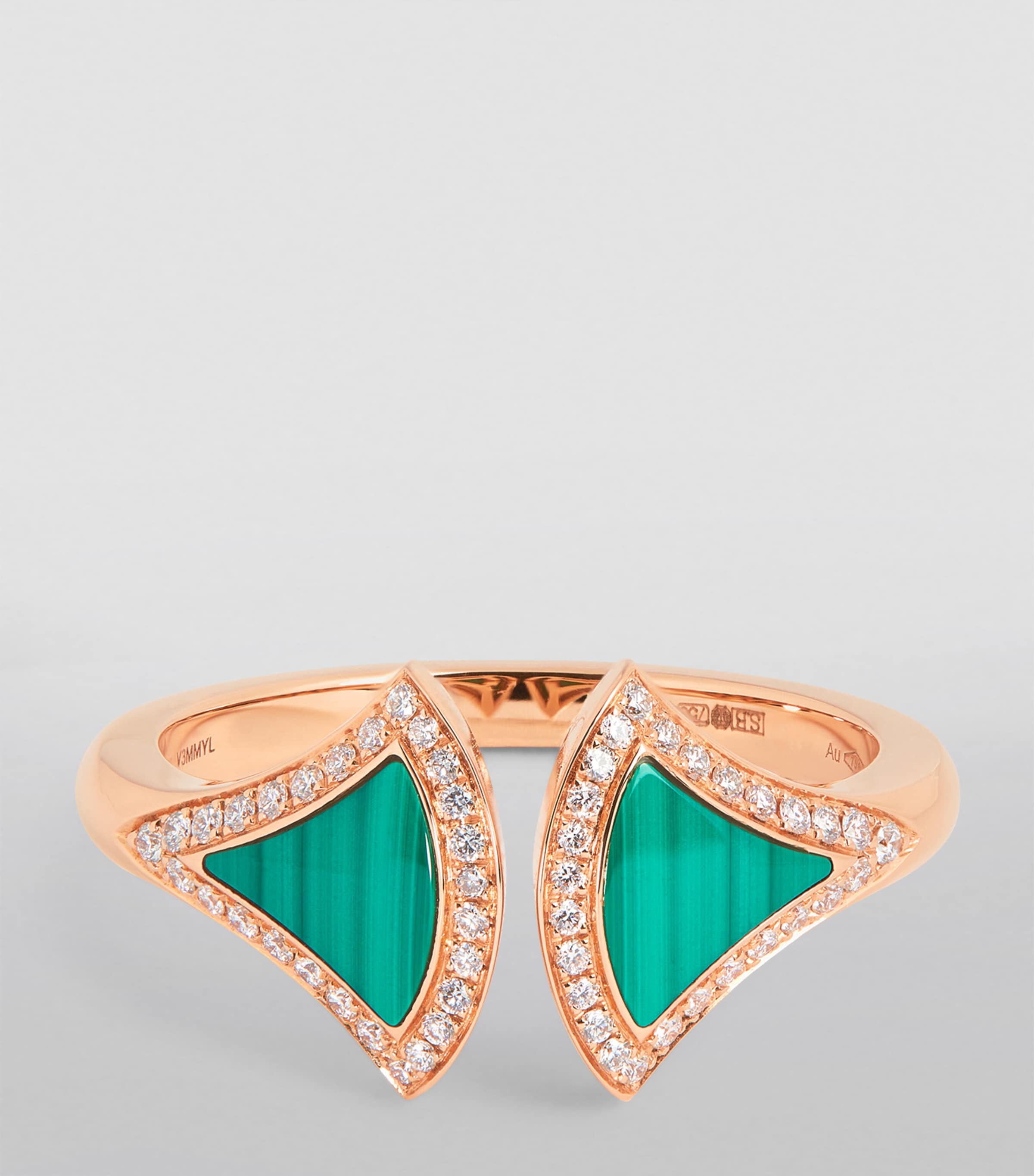 Rose Gold, Diamond and Malachite Divas' Dream Ring PINK GOLD Image 3