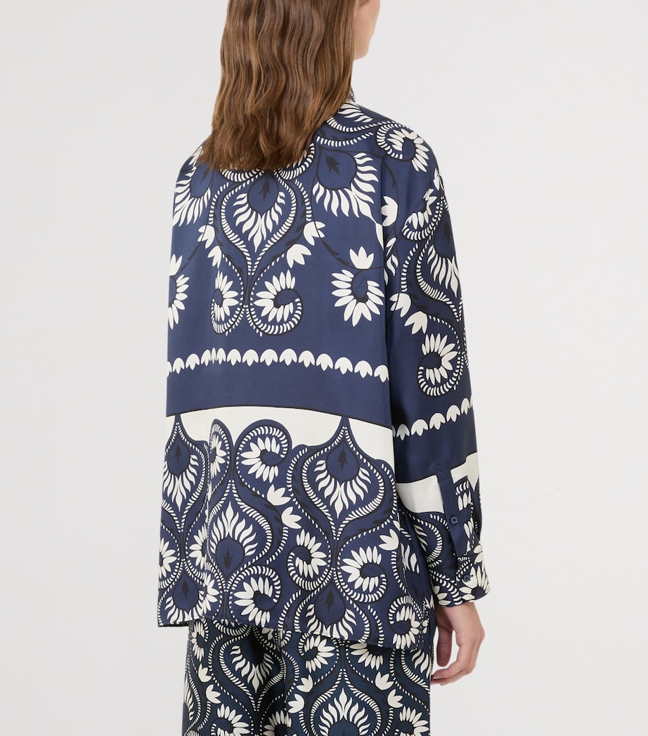 Silk Patchwork Printed Shirt NAVY Image 3
