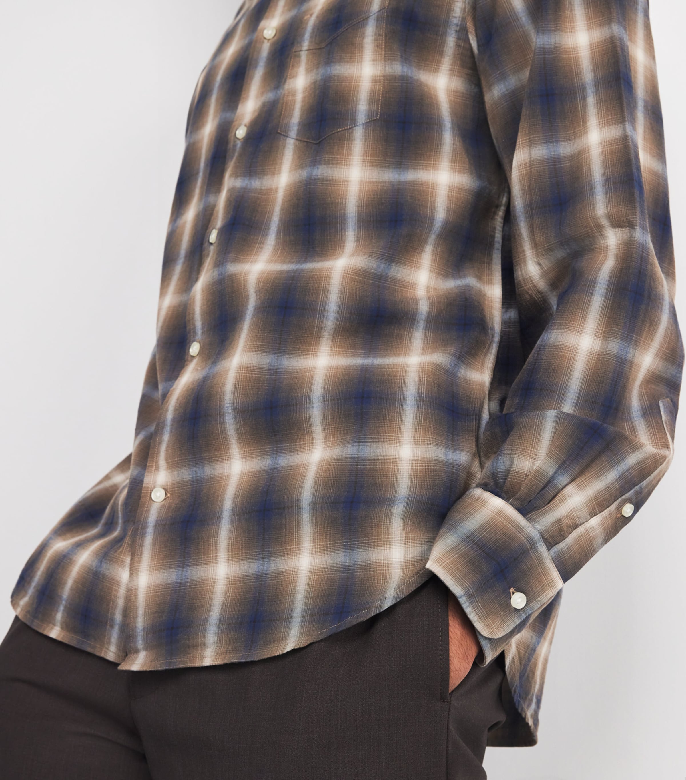 Cotton Check Shirt ICDCOFF/CREAM/NAVY Image 6