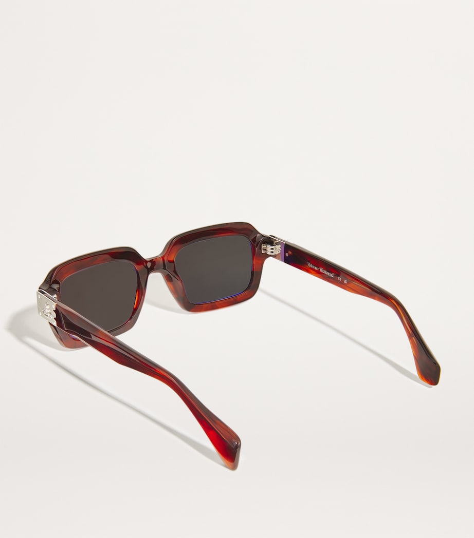 Tortoiseshell Rectangle Hardware Sunglasses GLOSS BROWN TORT Image 3