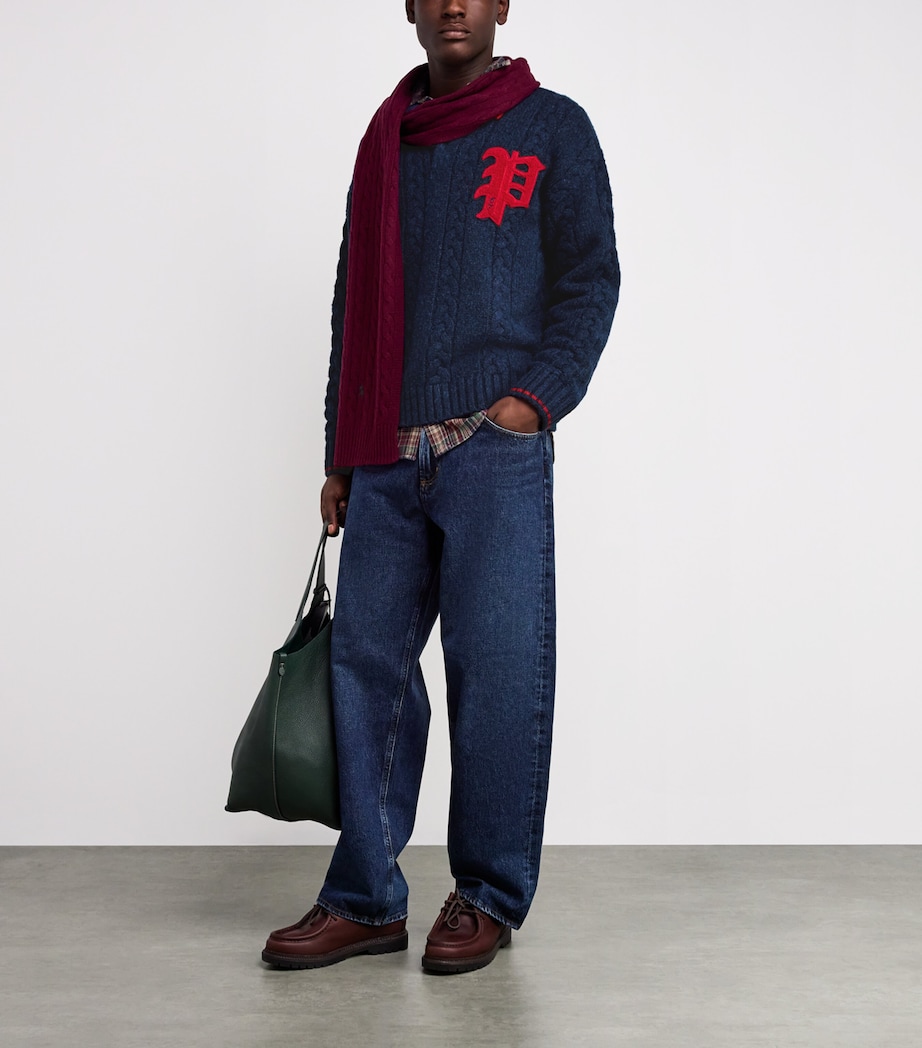 Wool-Blend Varsity Sweater NAVY Image 2