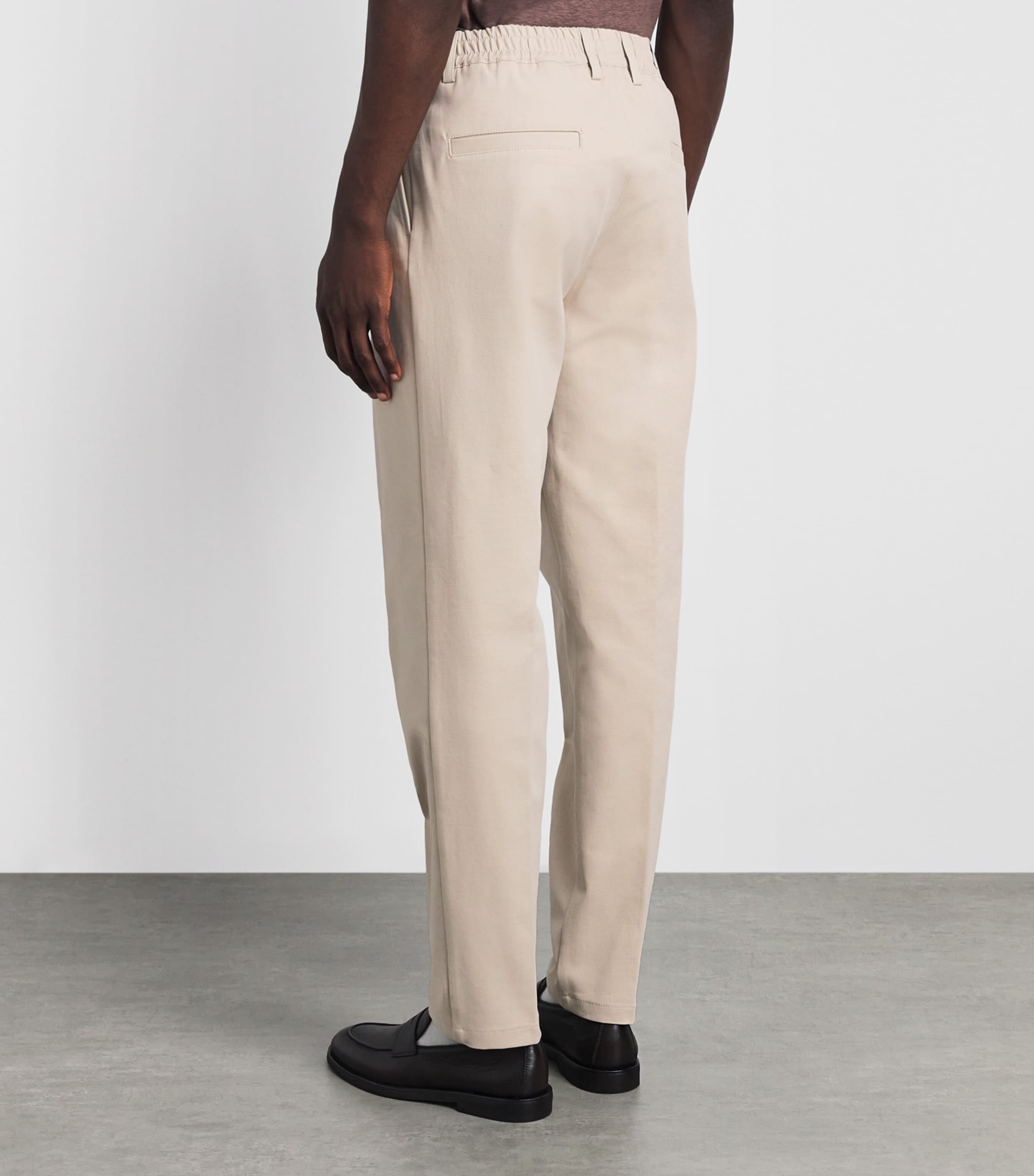Eleventy Mens Stretch-Cotton Elasticated Trousers Sabbia Image 5