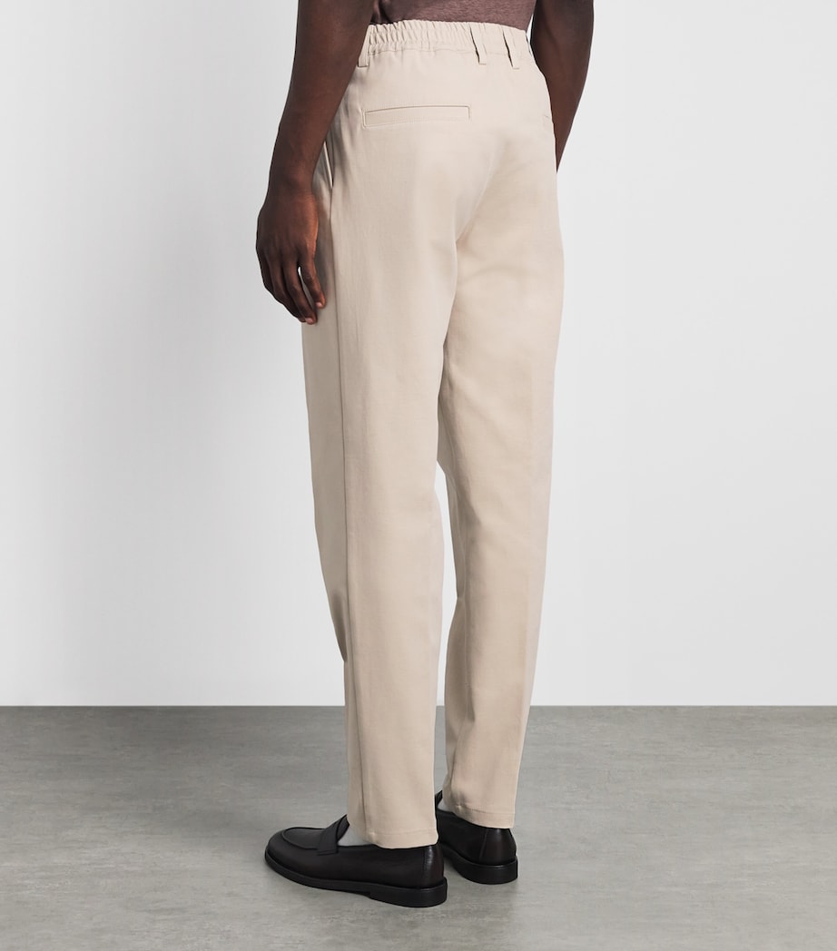 Eleventy Mens Stretch-Cotton Elasticated Trousers Sabbia Image 5