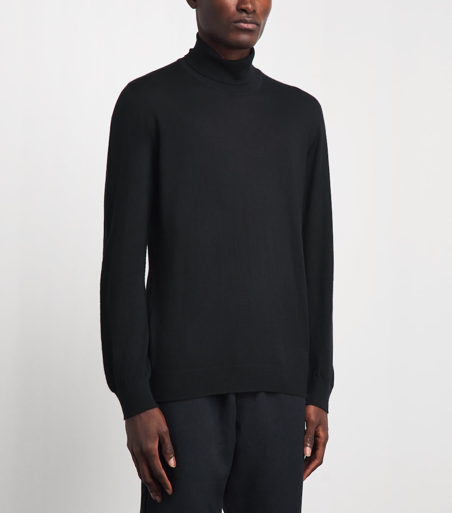 Johnstons Of Elgin Mens Superfine Cashmere Rollneck Sweater Black Image 4