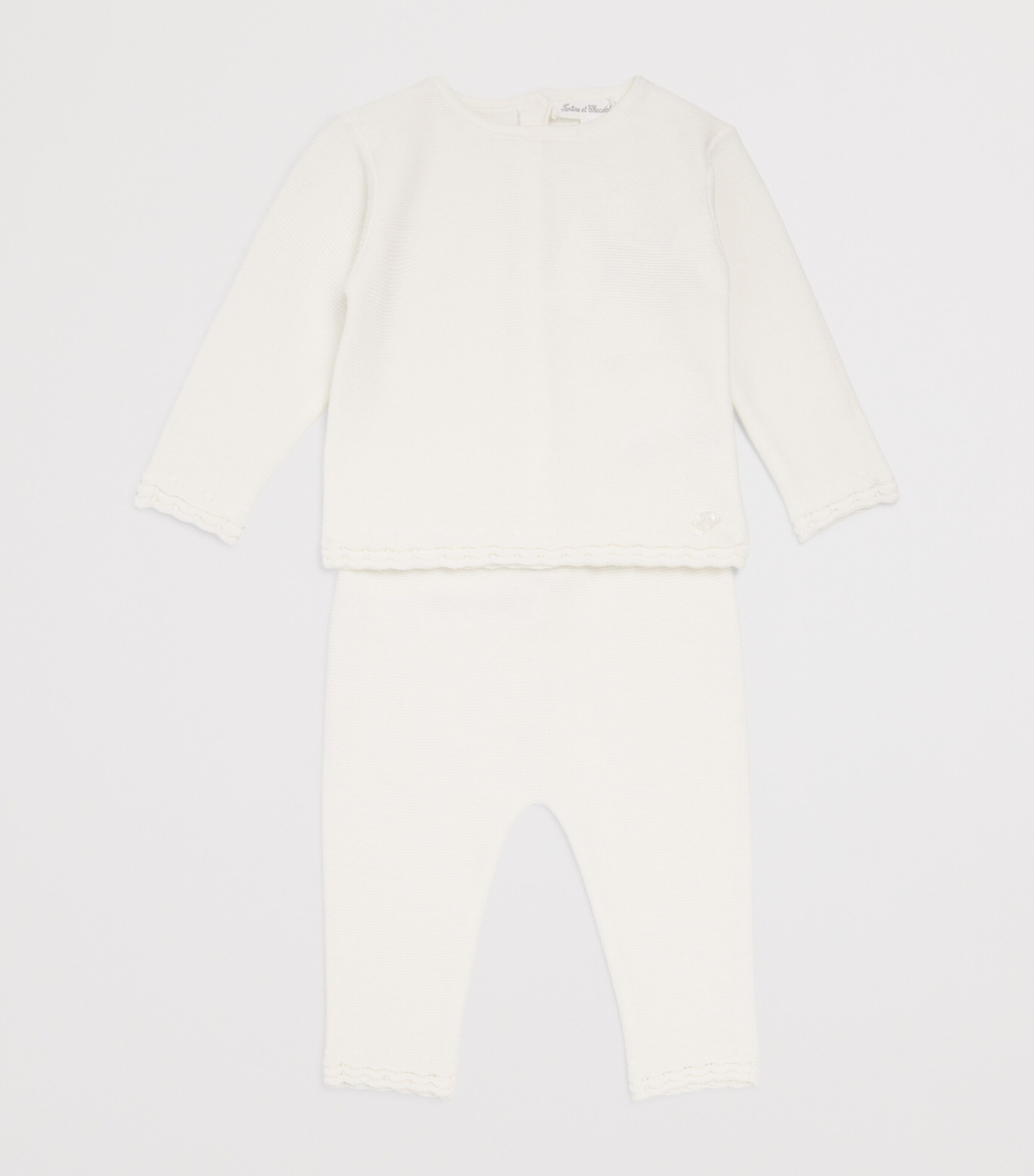 Cotton Knitted Top and Leggings Set (1-24 Months) 13NACRE Image 3