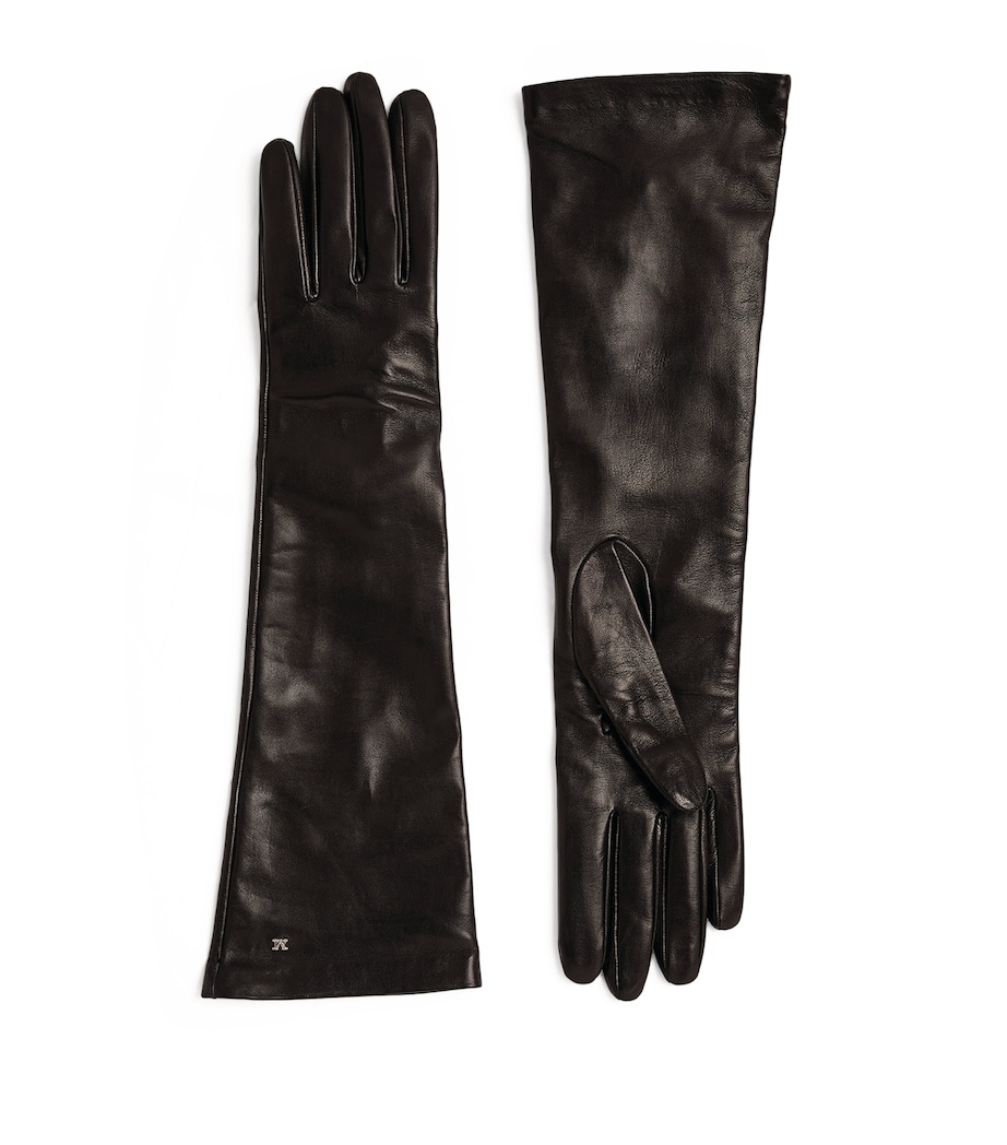 Max Mara Leather Elbow-Length Gloves Black Image 1