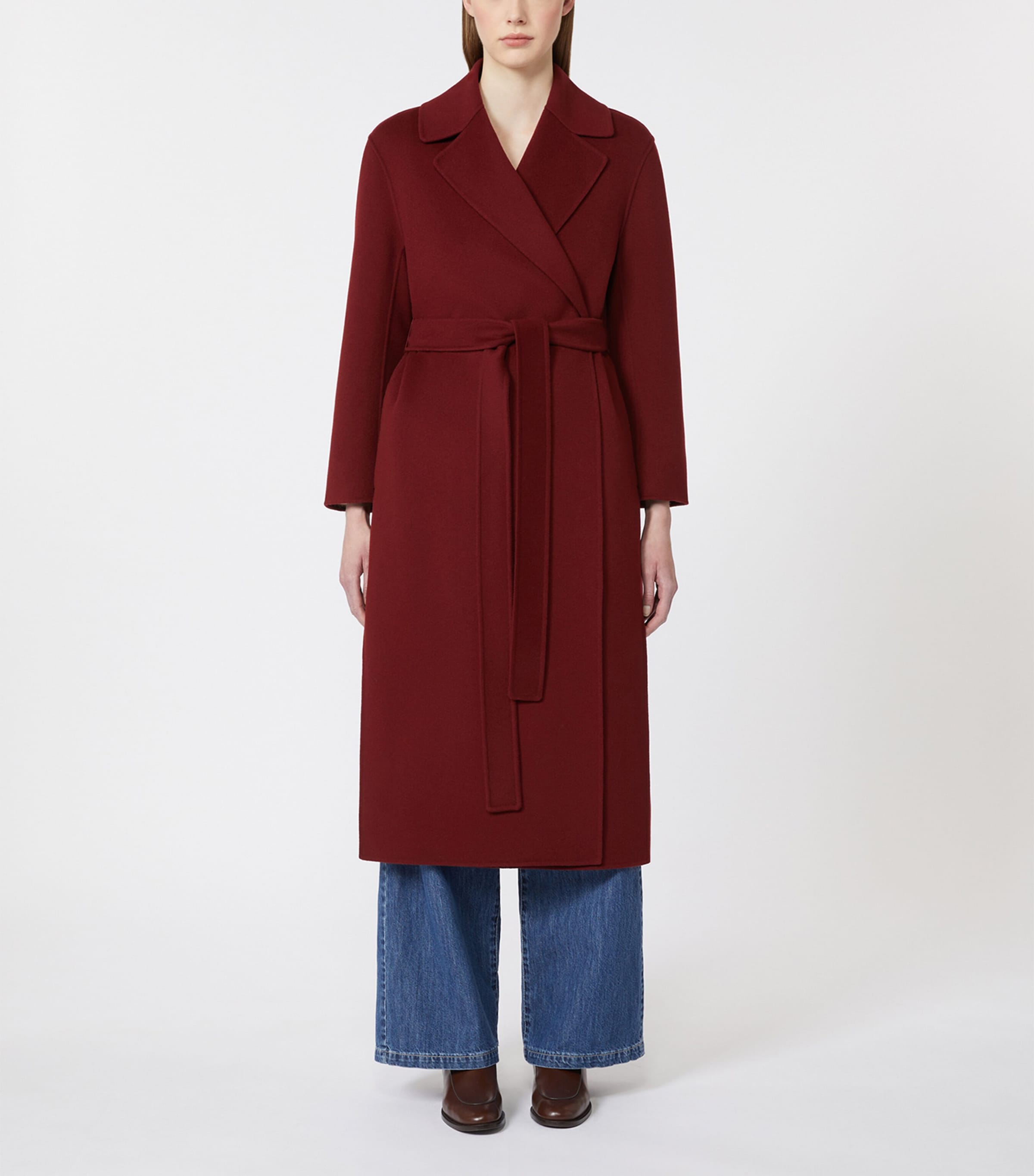 Virgin Wool Belted Coat RASPBERRY Image 2