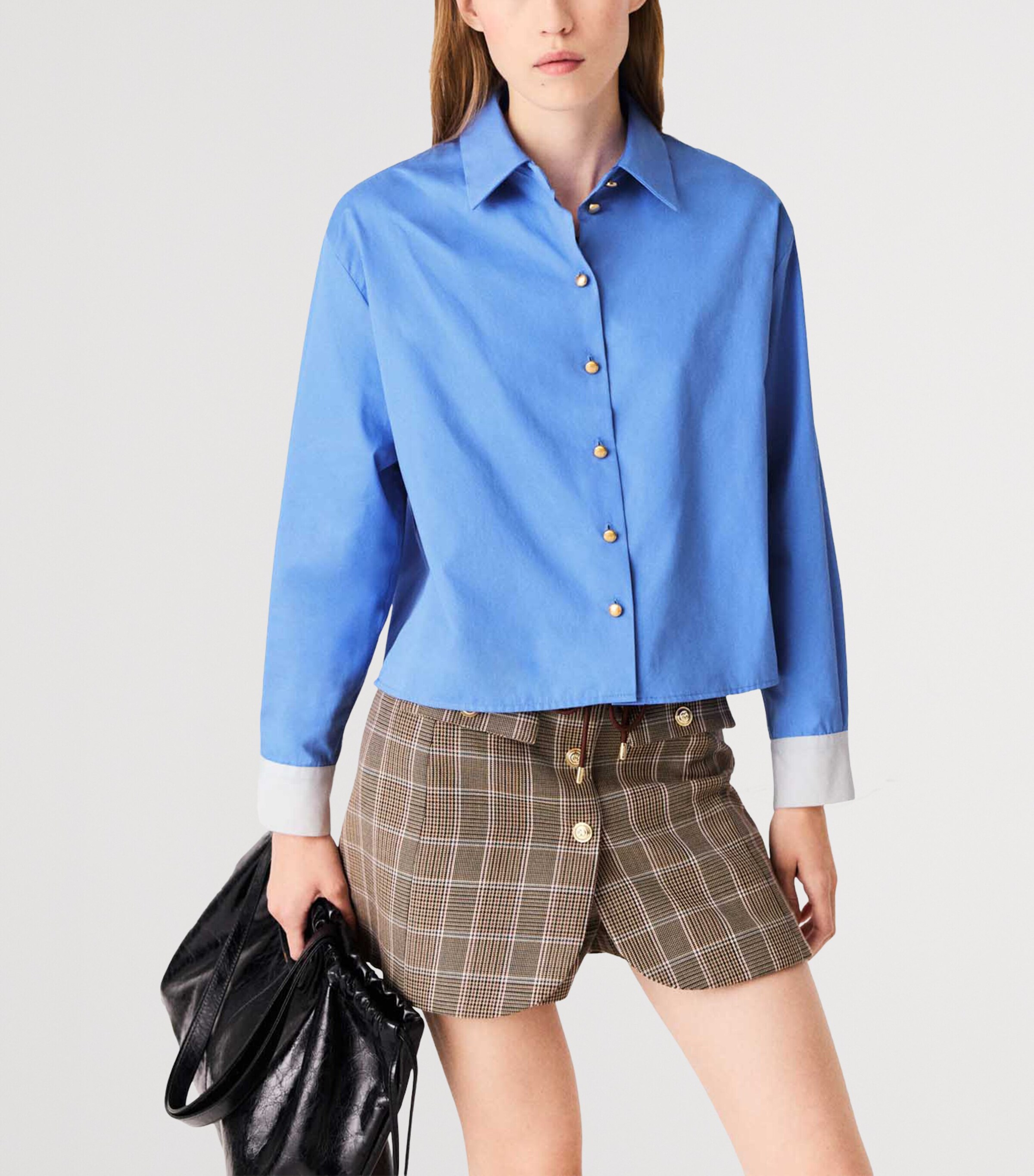 Maje Womens Cotton Pussybow Shirt Blue Image 7