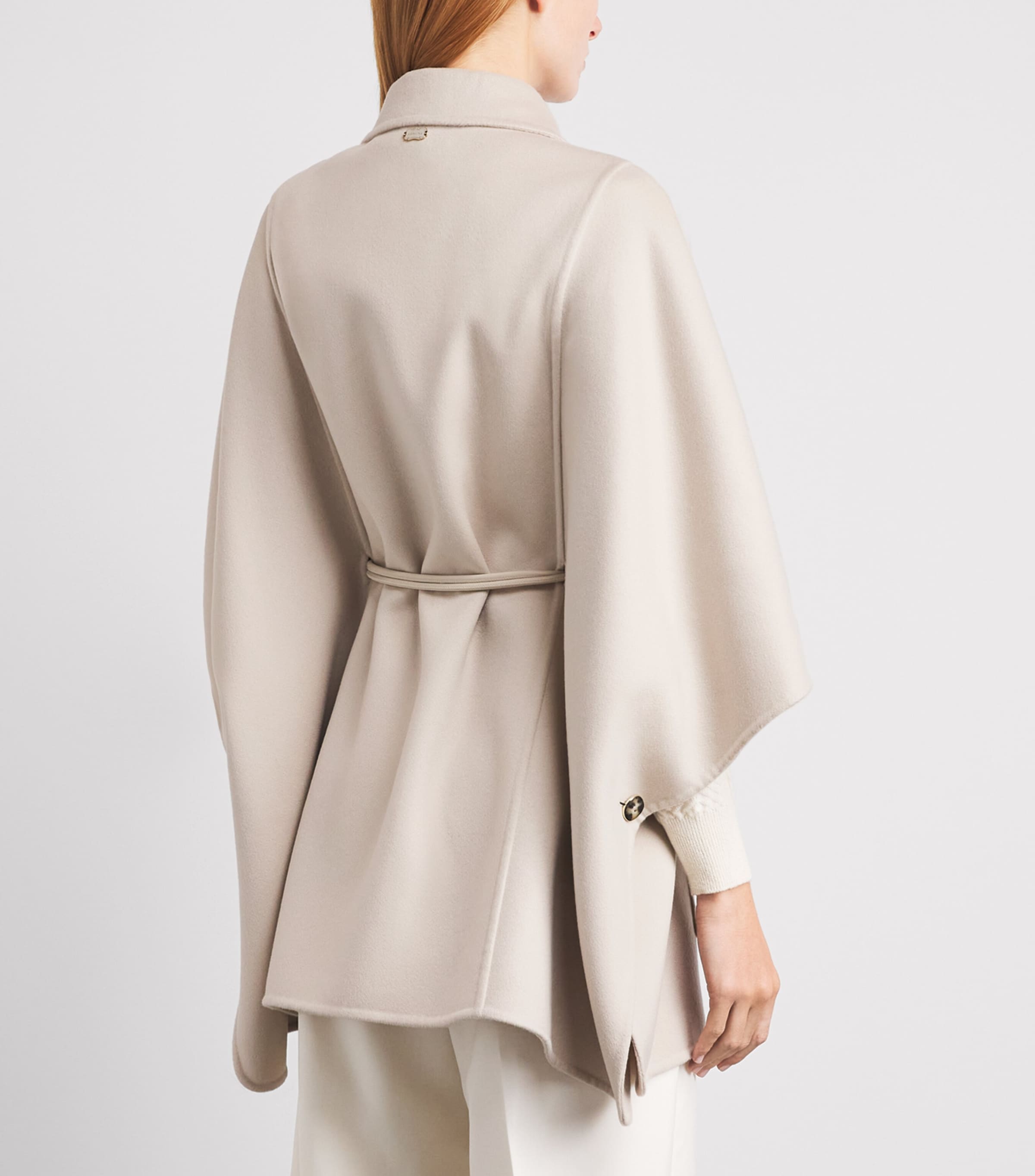 Agnona Womens Cashmere Belted Cape Beige Greige Image 5