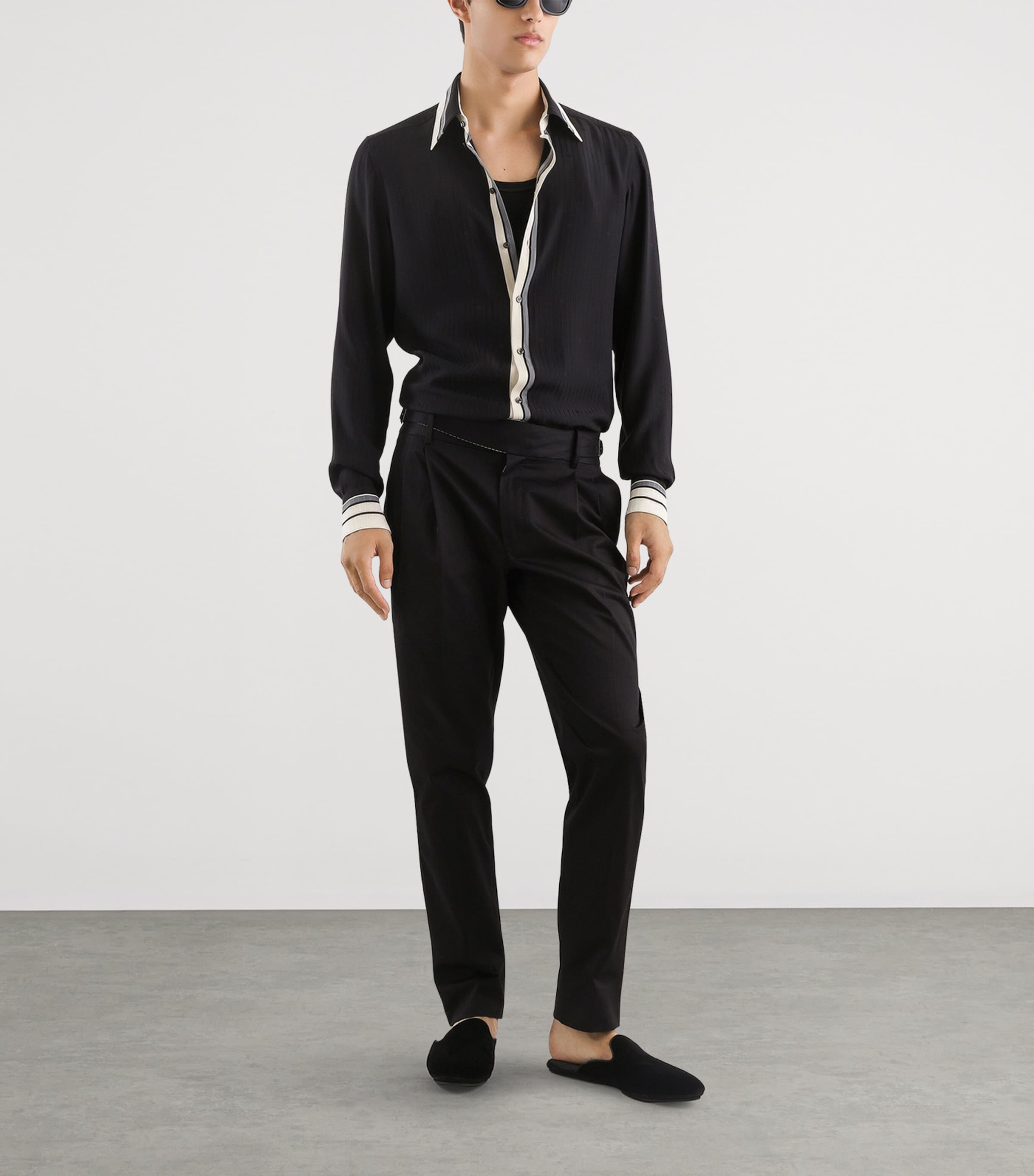 Dolce&Gabbana Mens Silk Jacquard Shirt Righe F.nero Image 2