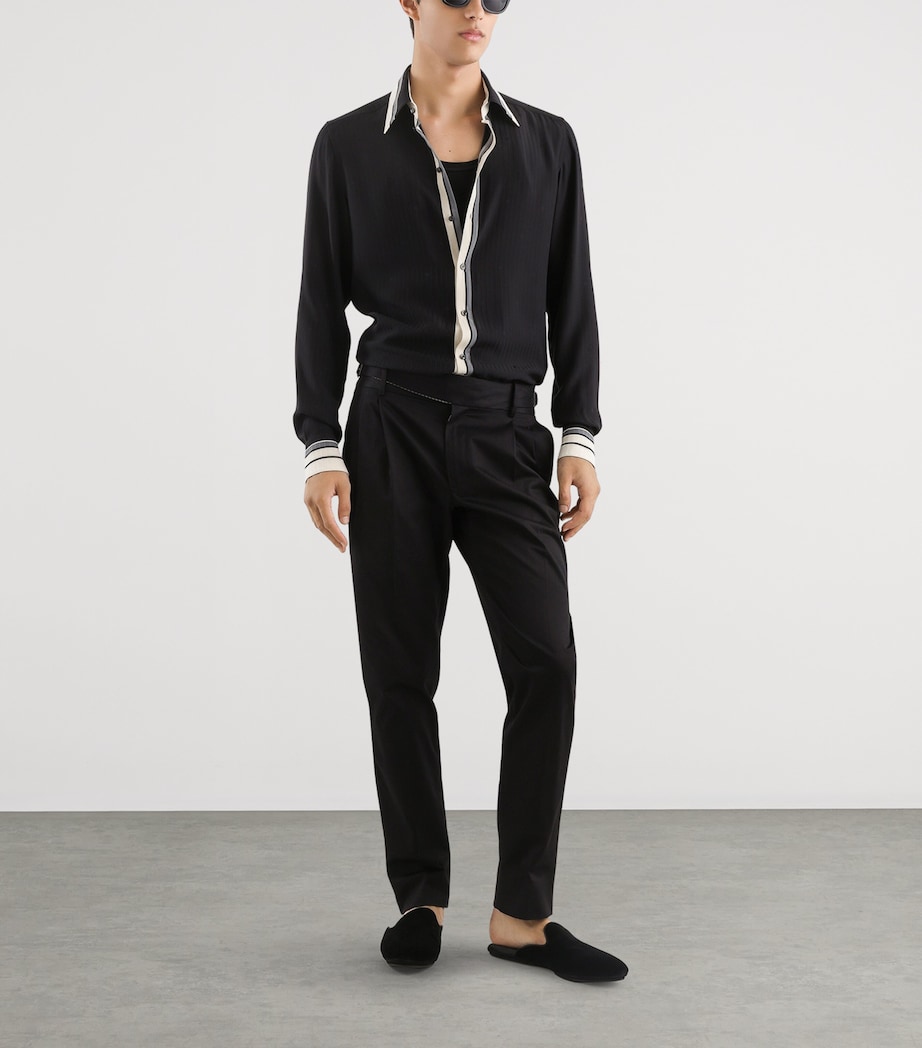 Dolce&Gabbana Mens Silk Jacquard Shirt Righe F.nero Image 2