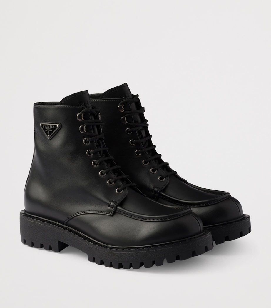 Leather Lace-Up Boots F0002 Image 1