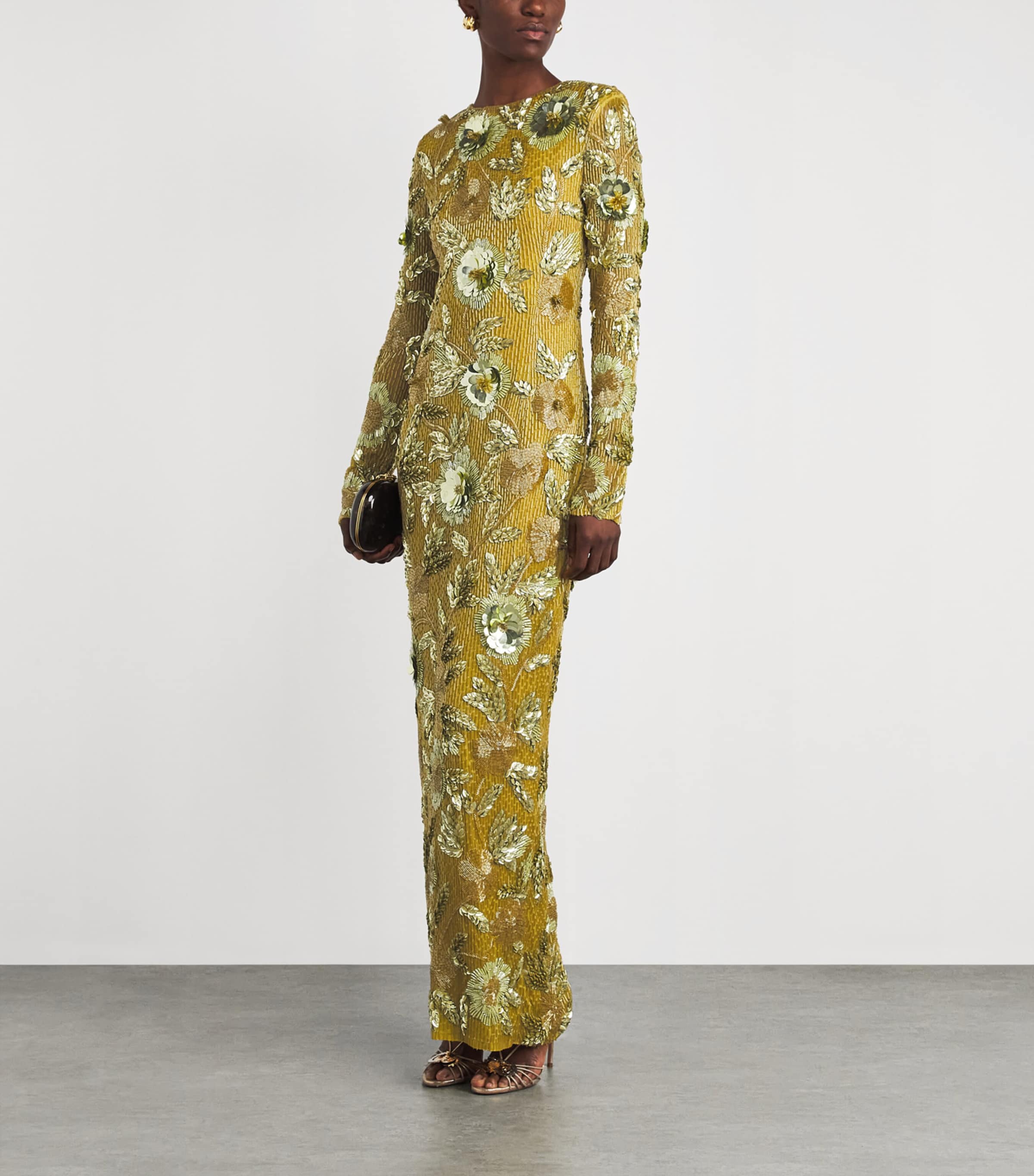 Rachel Gilbert Womens Embellished Pierre Gown Moss Image 2