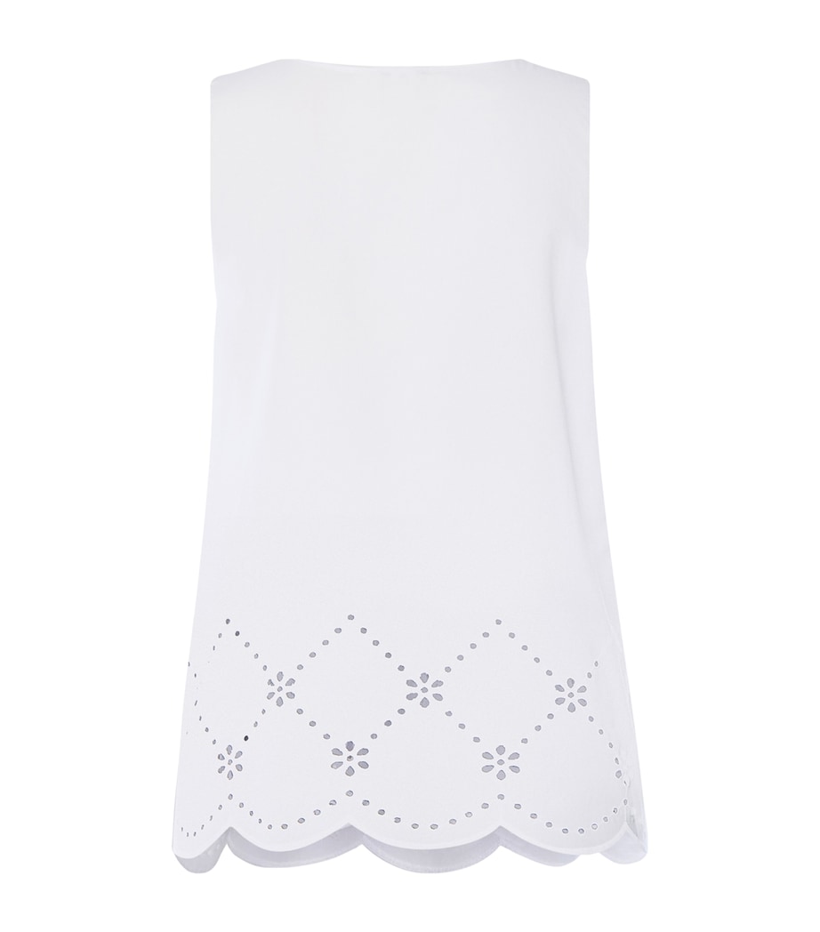 Hanro Womens Cotton Broderie Anglaise Tank Top White Image 5