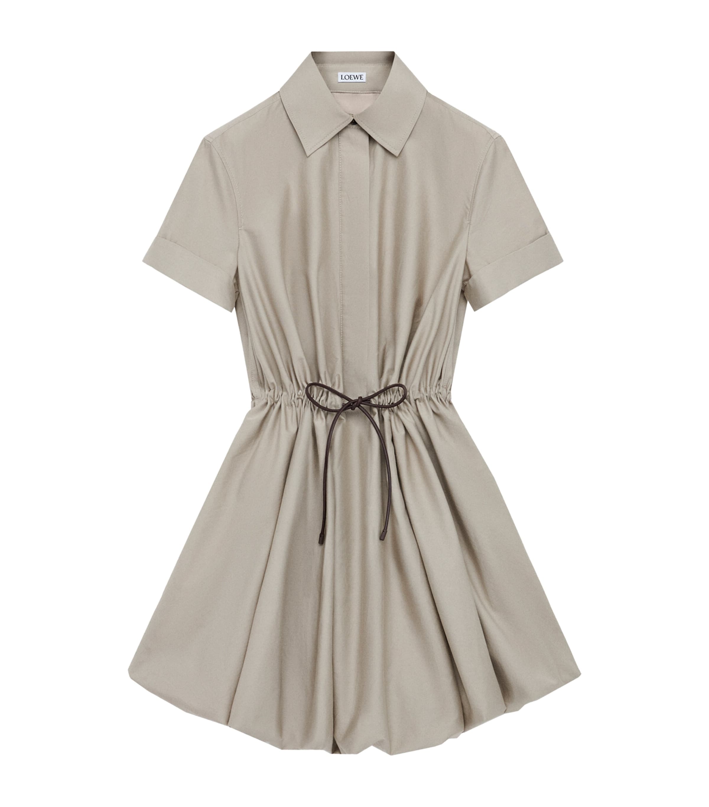 Loewe Tie-waist Mini Shirt Dress In Gray