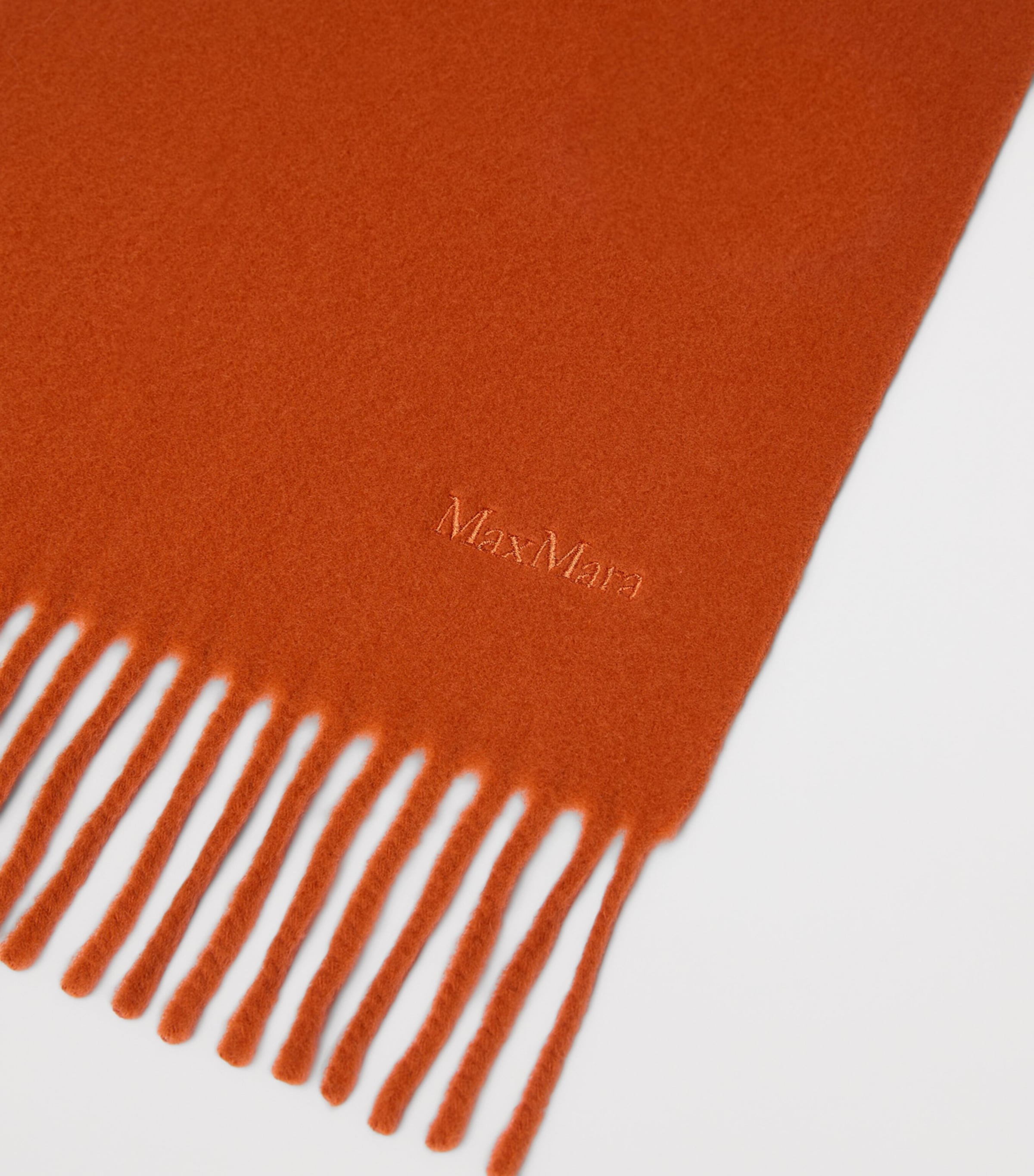 Max Mara Wool Fringed Logo Scarf Orange Image 2