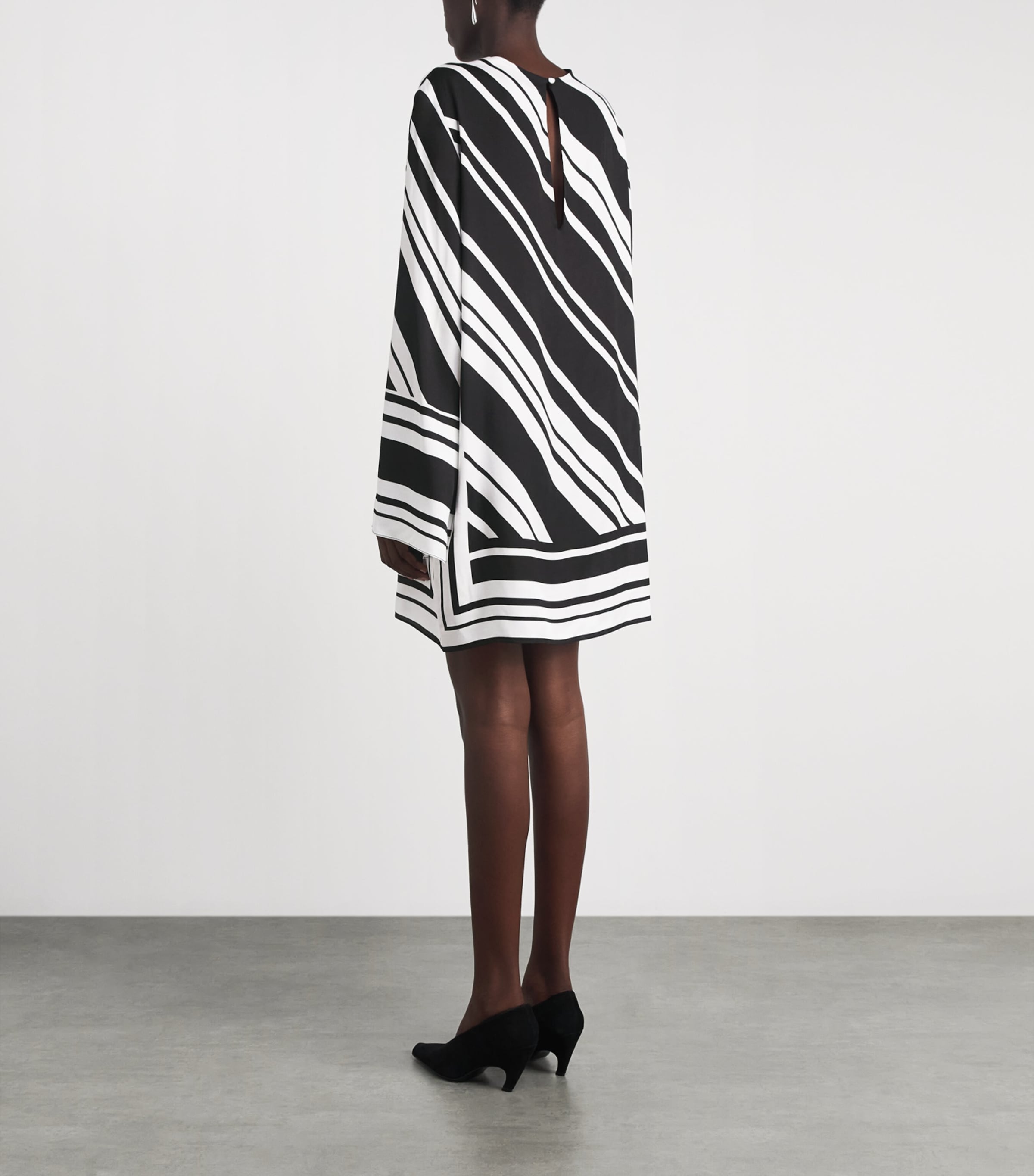 Brandon Maxwell Womens Stripe Leni Mini Dress Black/white Stripe Image 5