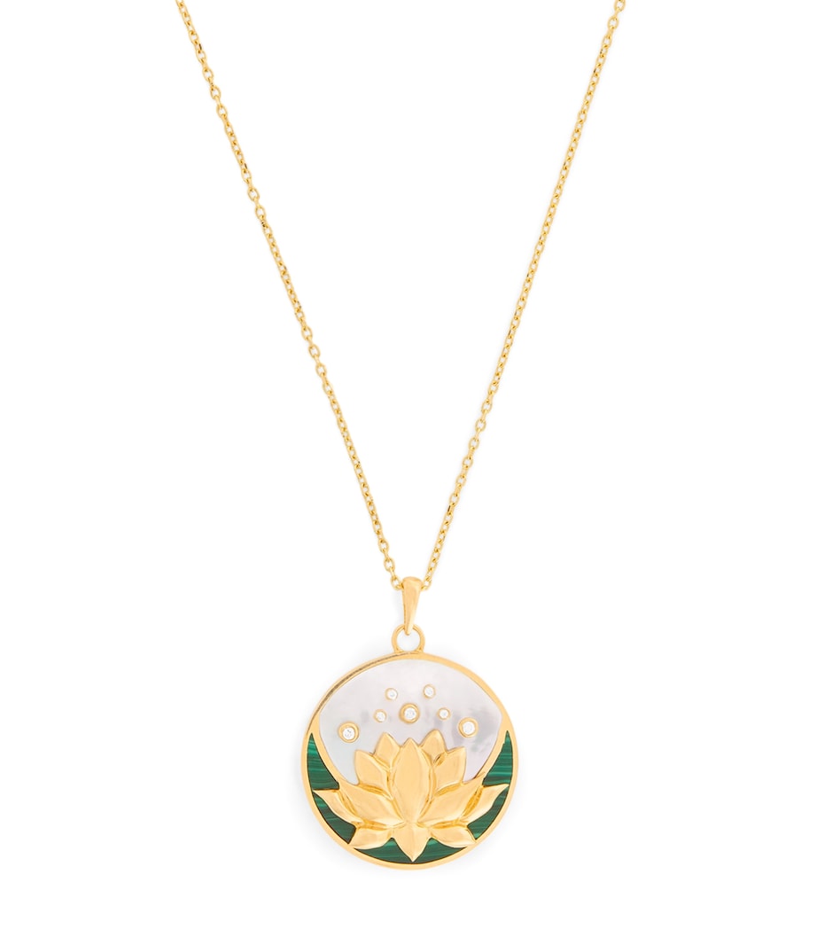 Yellow Gold, Diamond, Malachite and Pearl N*93 Lotus Moon Necklace YELLOW GOLD Image 1