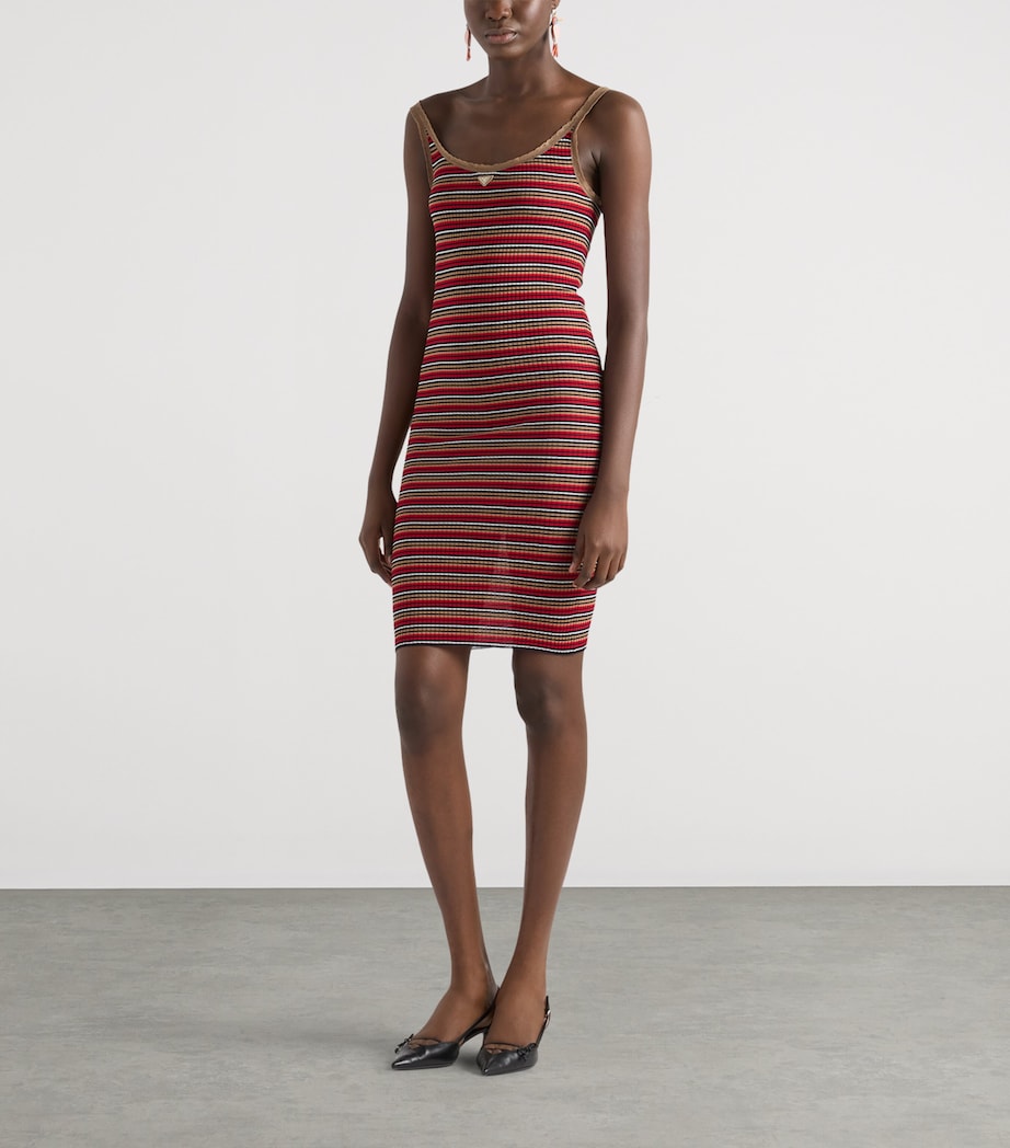 Prada Womens Cotton Stripe Midi Dress Blue Image 2
