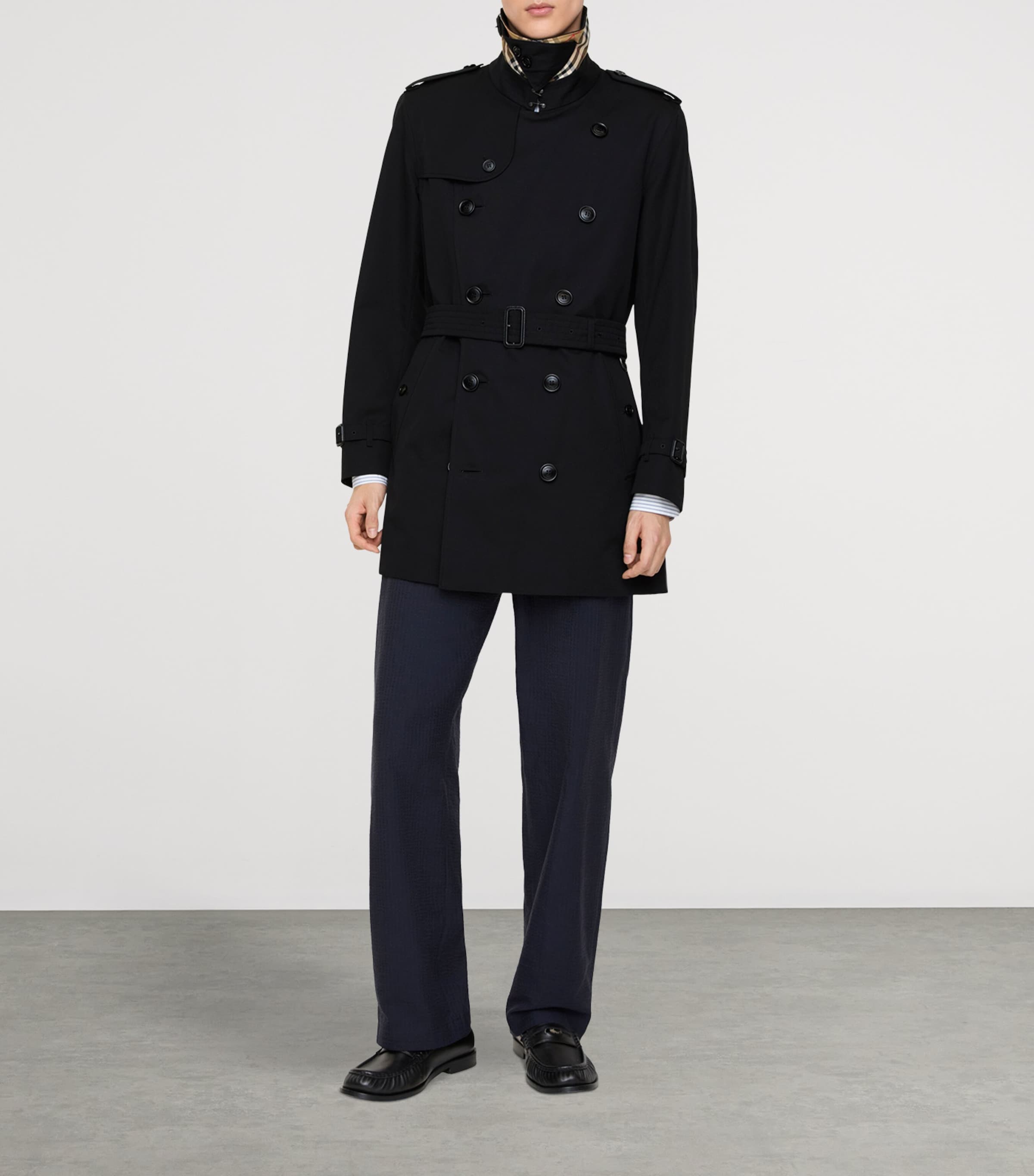 Burberry Mens Short Kensington Trench Coat Black Image 3